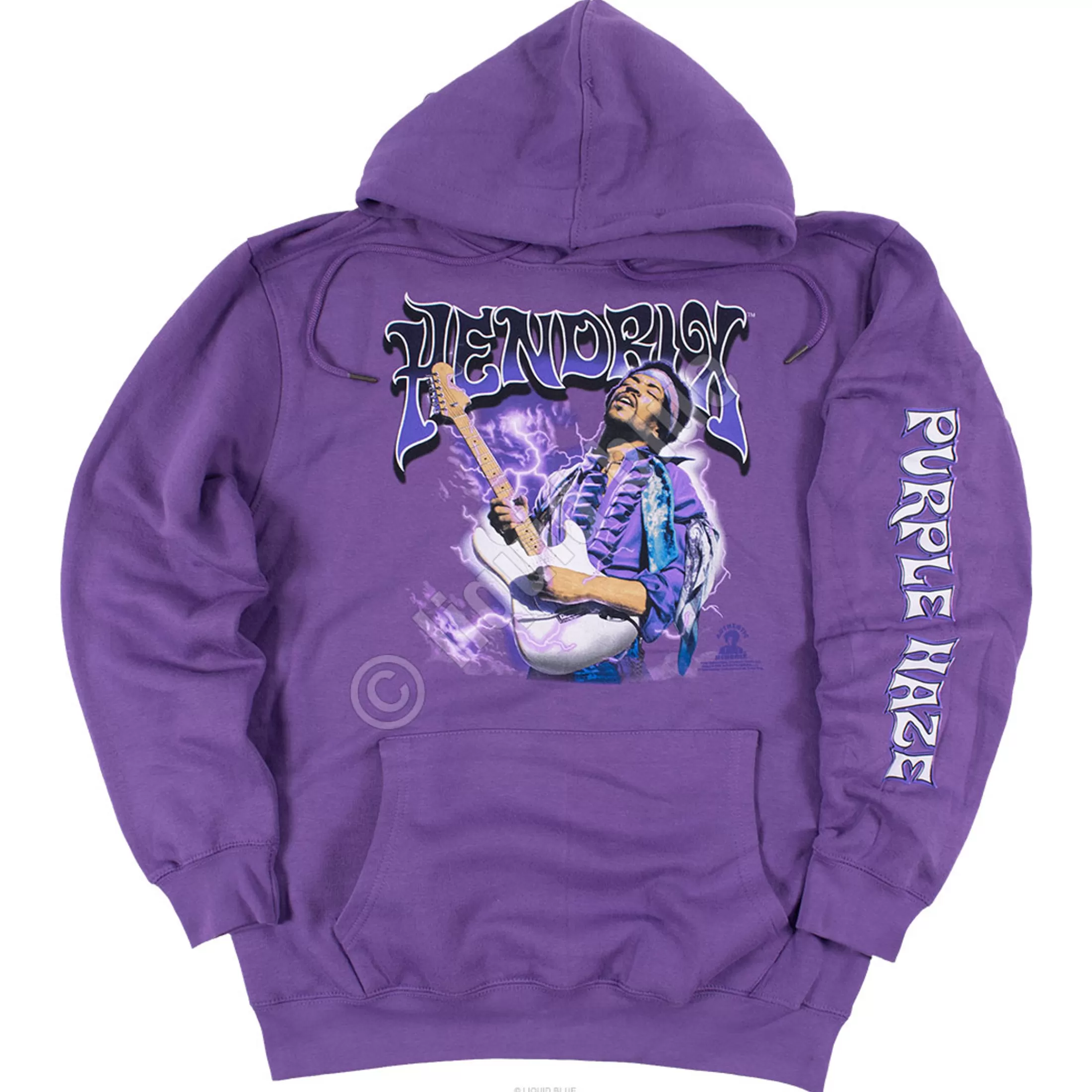 Hoodie | Jimi Hendrix<Liquid Blue Purple Haze Purple Sleeve Printed Hoodie