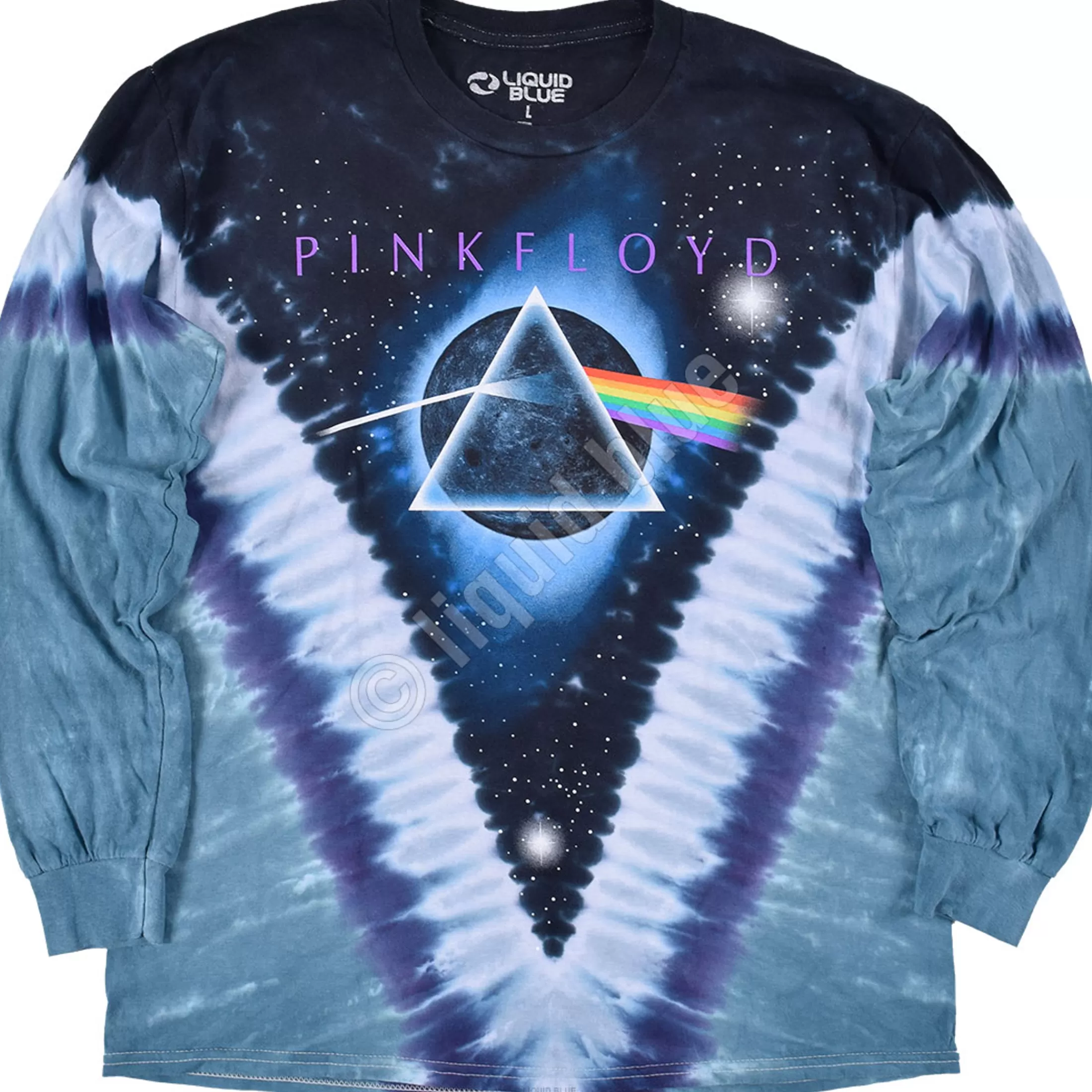 Long Sleeve | Pink Floyd<Liquid Blue Pyramid V Tie-Dye Long Sleeve T-Shirt