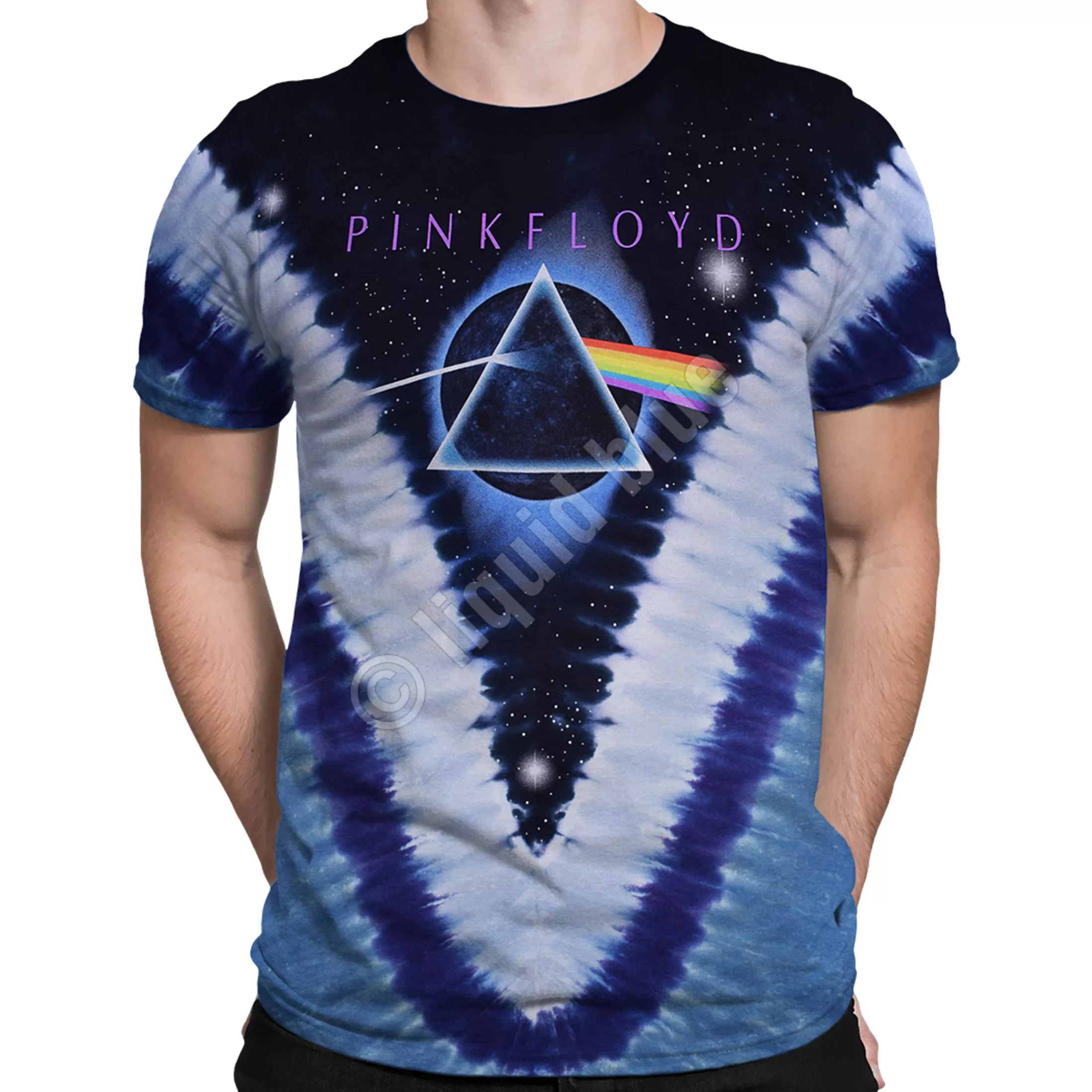 T-Shirt | Pink Floyd<Liquid Blue Pyramid V Tie-Dye T-Shirt