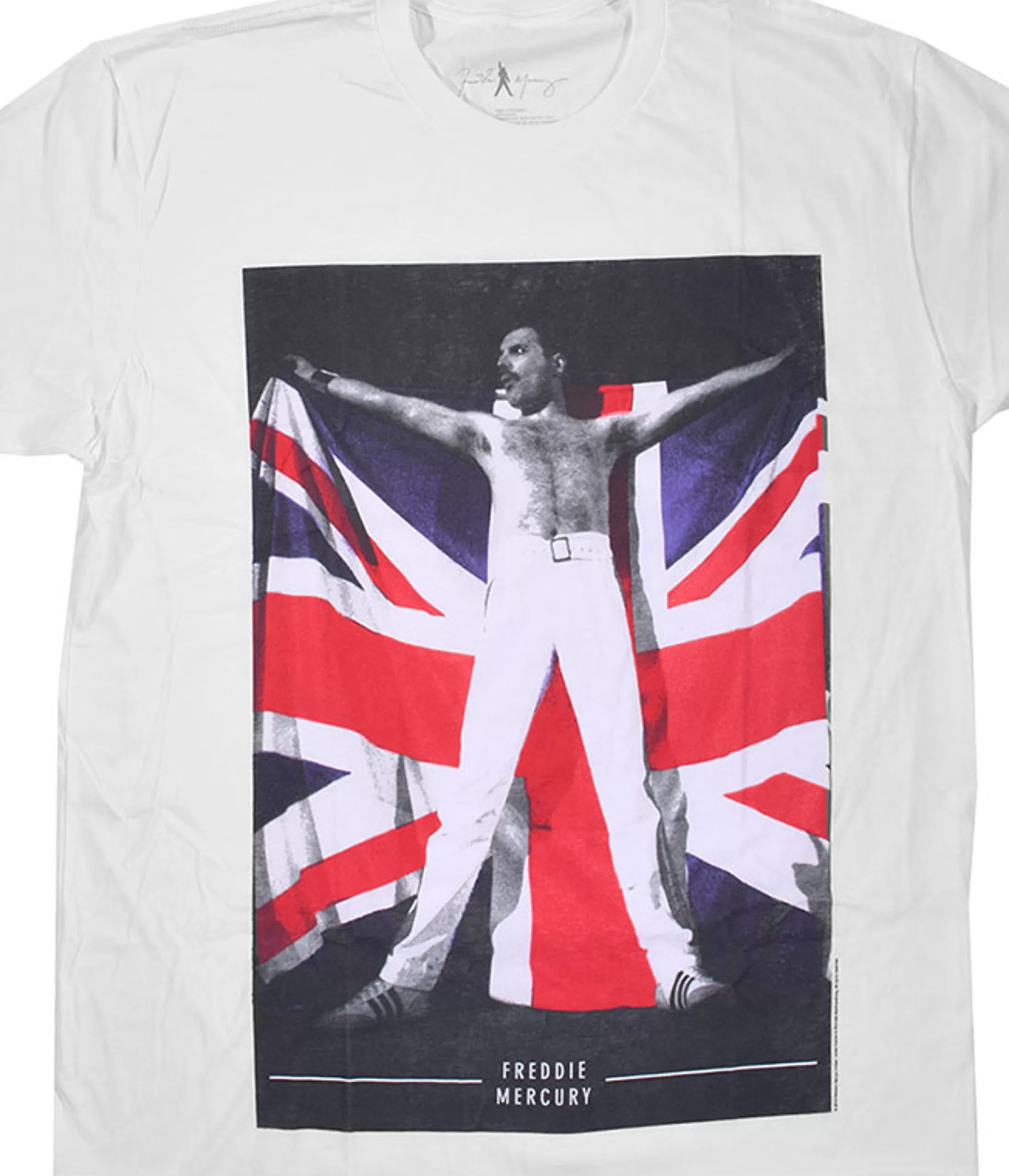 T-Shirt | Queen<Liquid Blue Queen Freddie Flag White T-Shirt