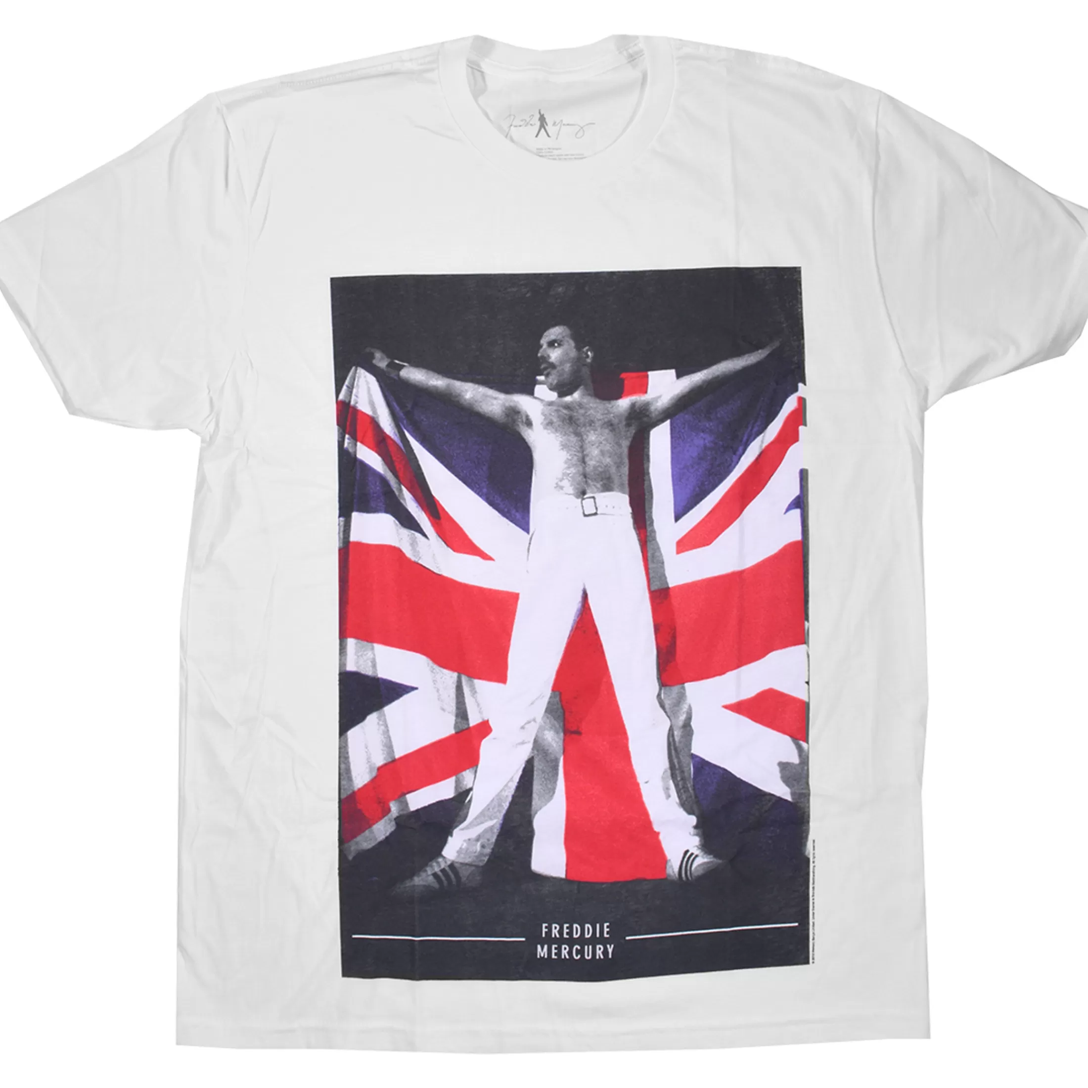 T-Shirt | Queen<Liquid Blue Queen Freddie Flag White T-Shirt