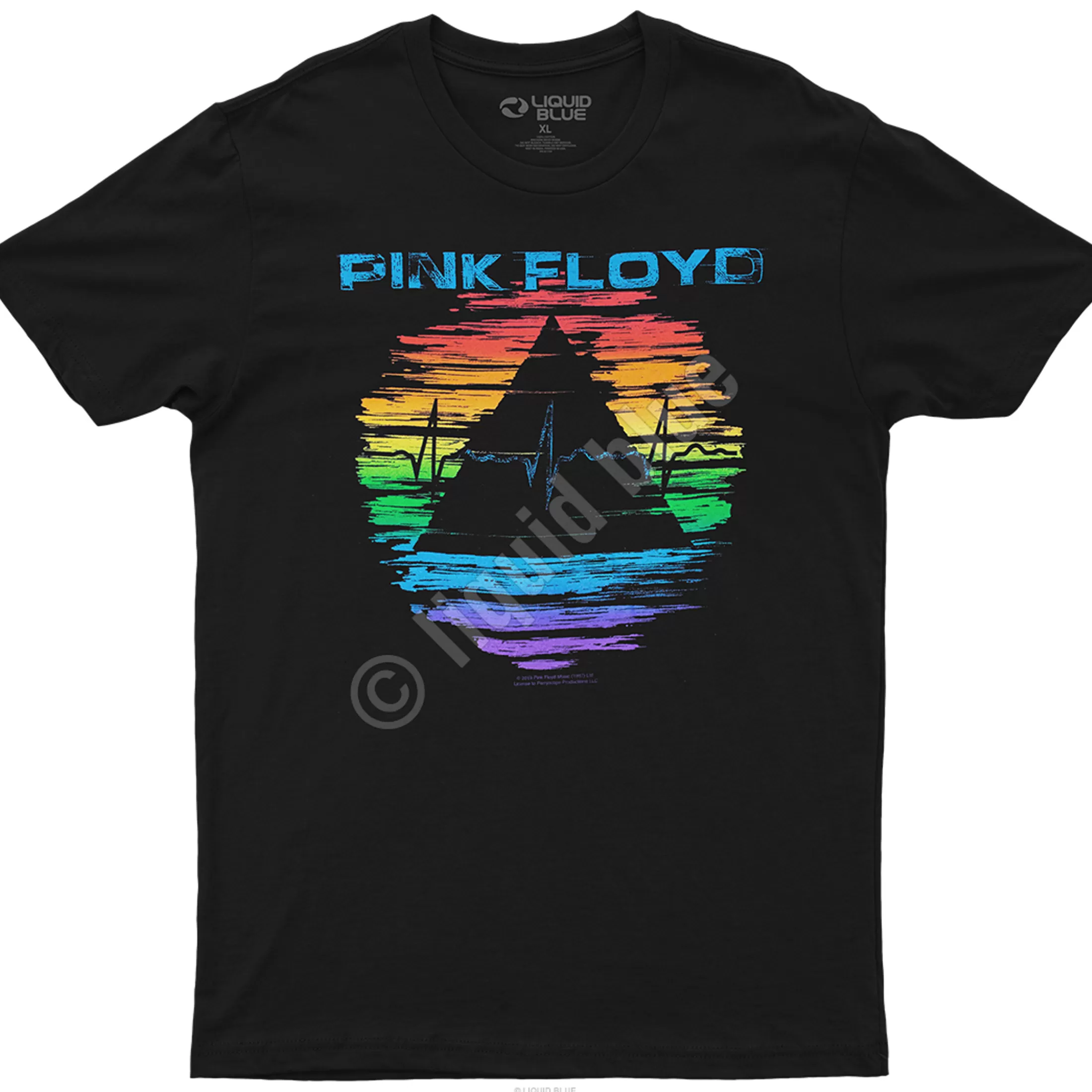 Athletic T-Shirt | Pink Floyd<Liquid Blue Racing Around Black Athletic T-Shirt