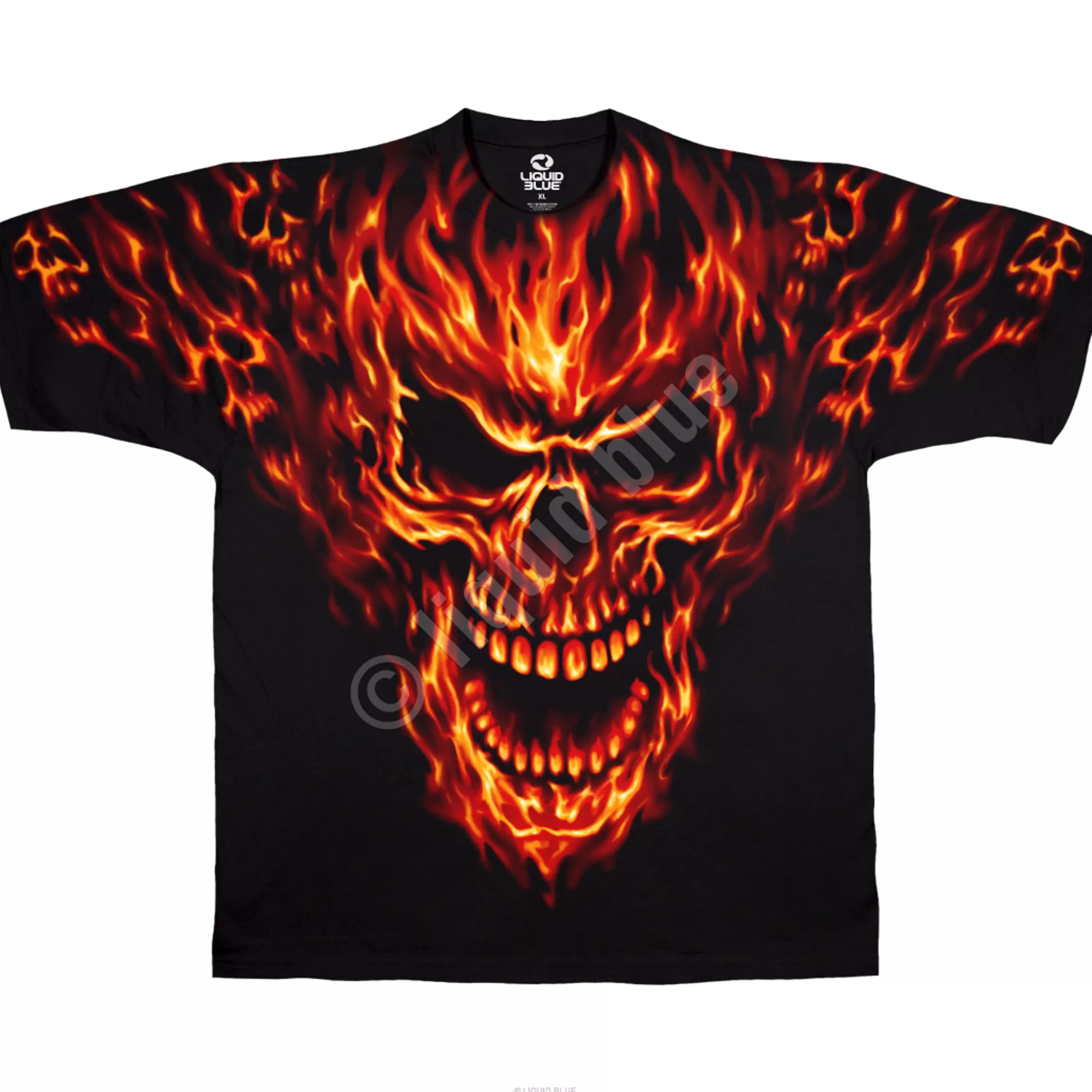 T-Shirt | Skulls<Liquid Blue Raging Inferno Black T-Shirt