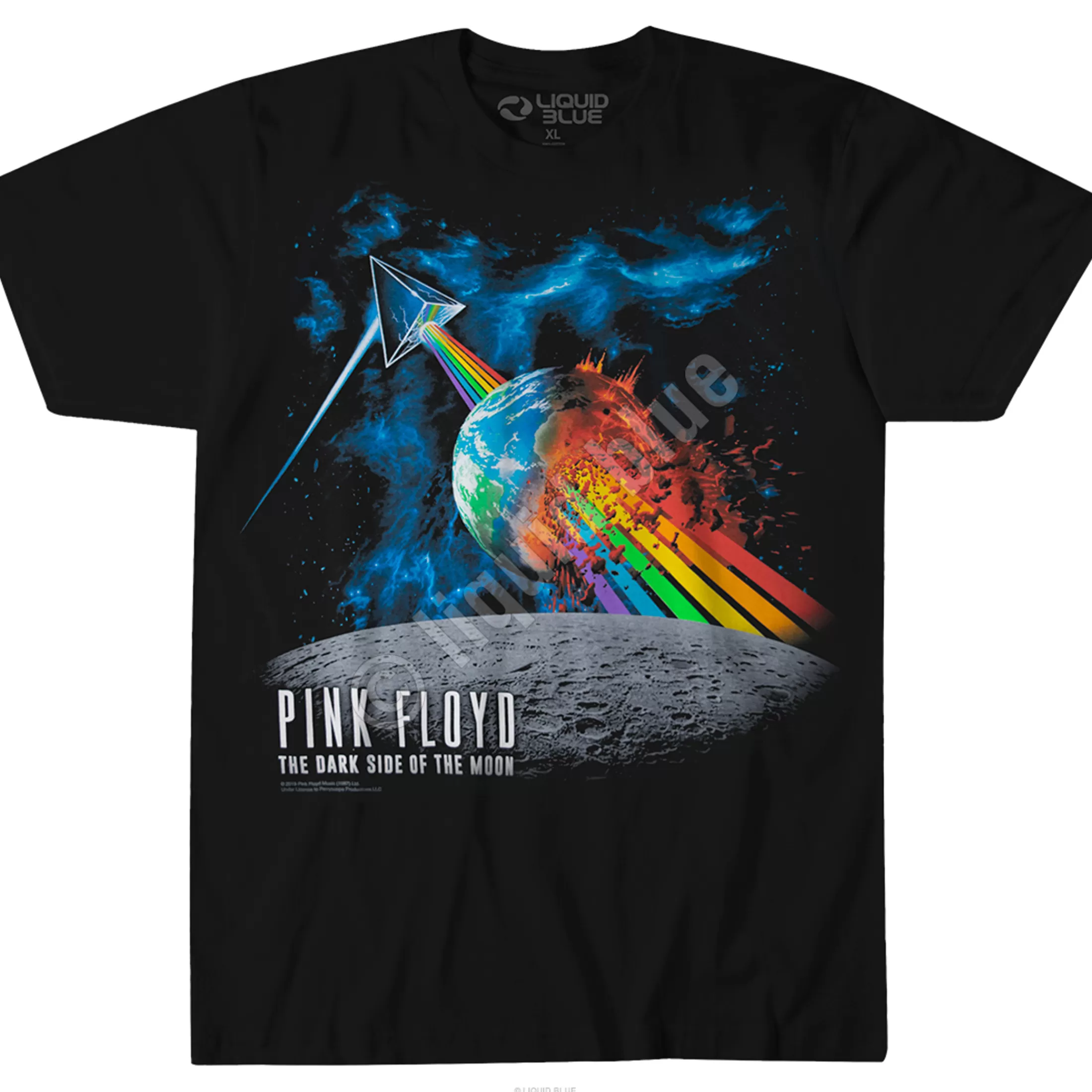 T-Shirt | Pink Floyd<Liquid Blue Rainbow Attack Black T-Shirt