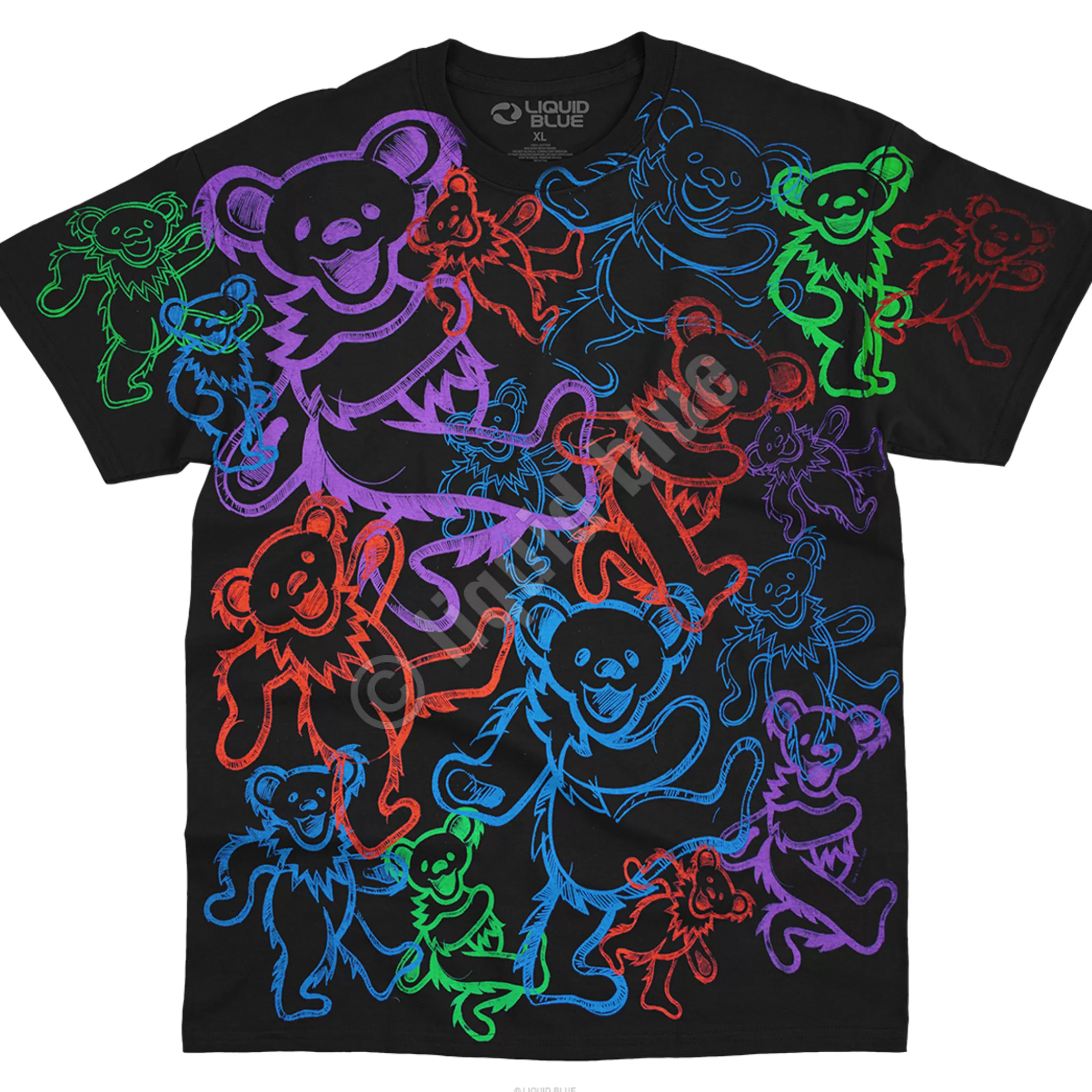 T-Shirt | Grateful Dead<Liquid Blue Rainbow Bears Black T-Shirt