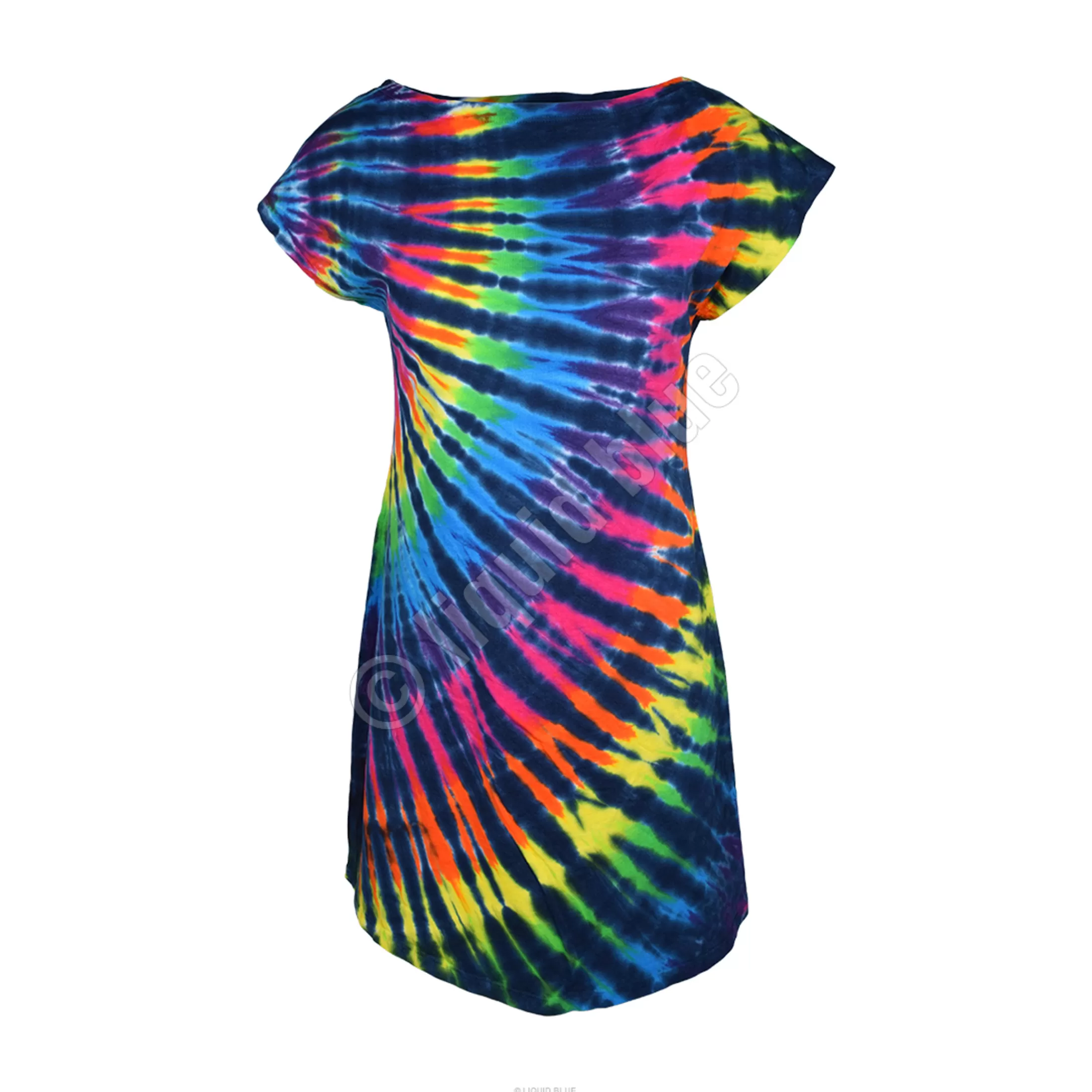 Sundresses | Womens Unprinted Tie-Dyes<Liquid Blue Rainbow Black Streak Womens Unprinted Tie-Dye Sundress