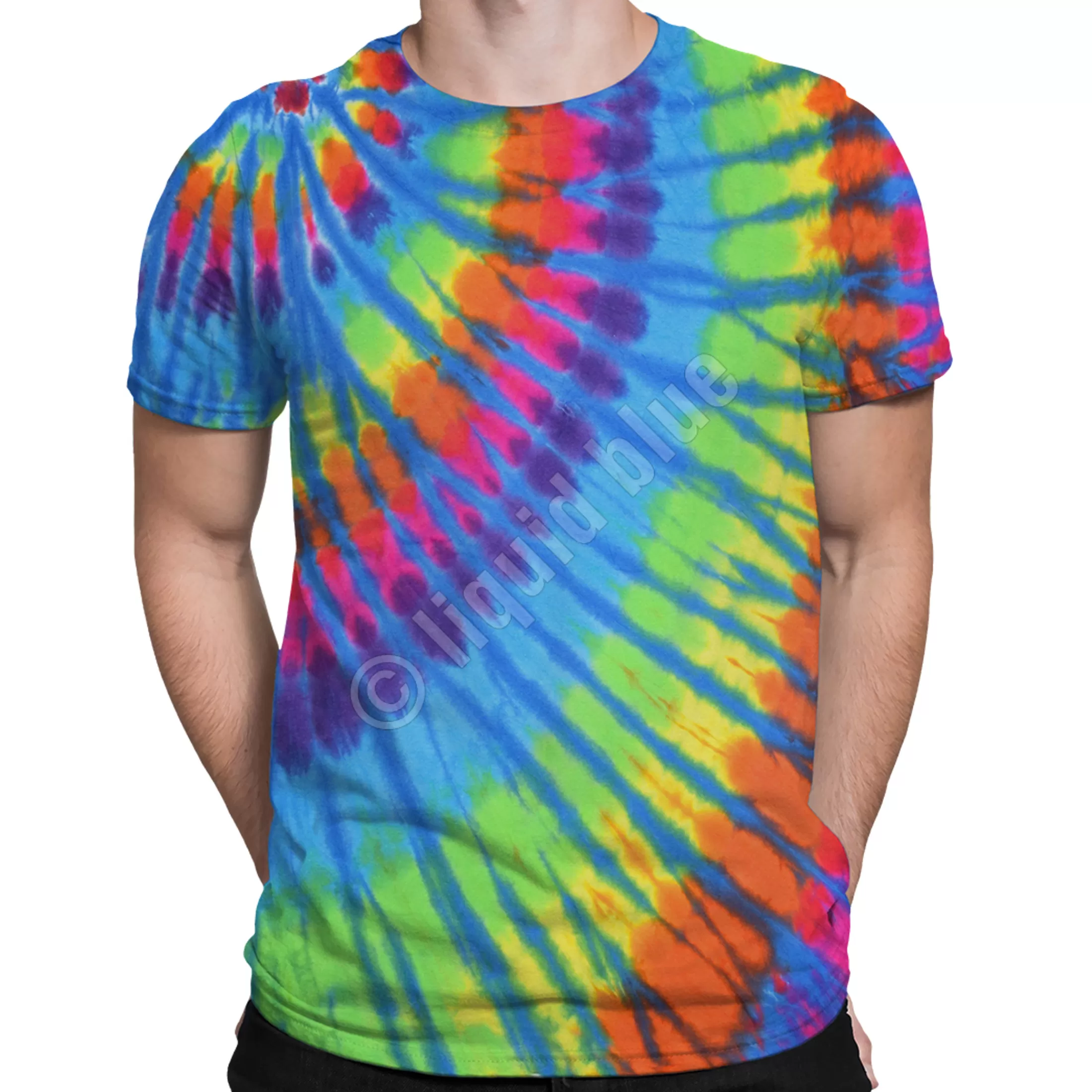 Unprinted Tie-Dyes | Unprinted Tie-Dye<Liquid Blue Rainbow Blue Streak Unprinted Tie-Dye T-Shirt