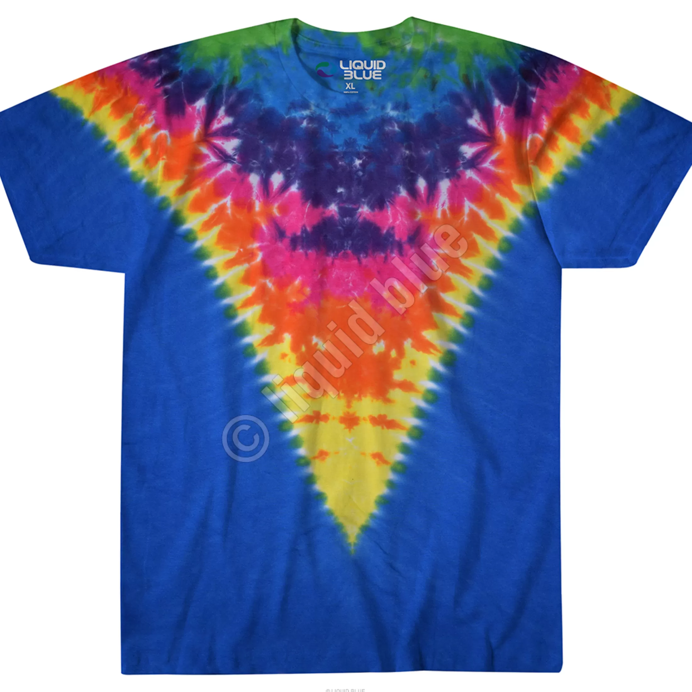 Unprinted Tie-Dyes | Unprinted Tie-Dye<Liquid Blue Rainbow Krinkle V Unprinted Tie-Dye T-Shirt