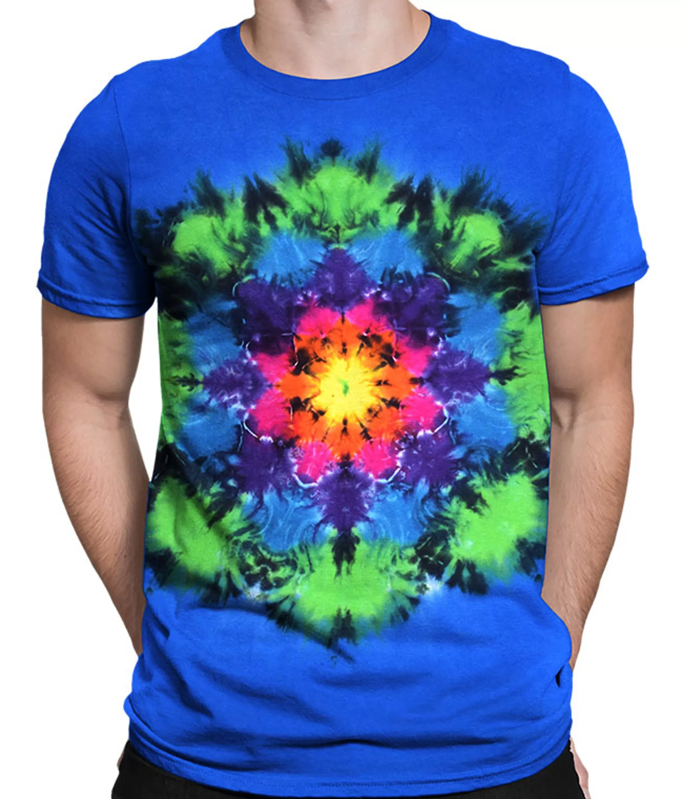 Unprinted Tie-Dyes | Unprinted Tie-Dye<Liquid Blue Rainbow Mandala Unprinted Tie-Dye T-Shirt