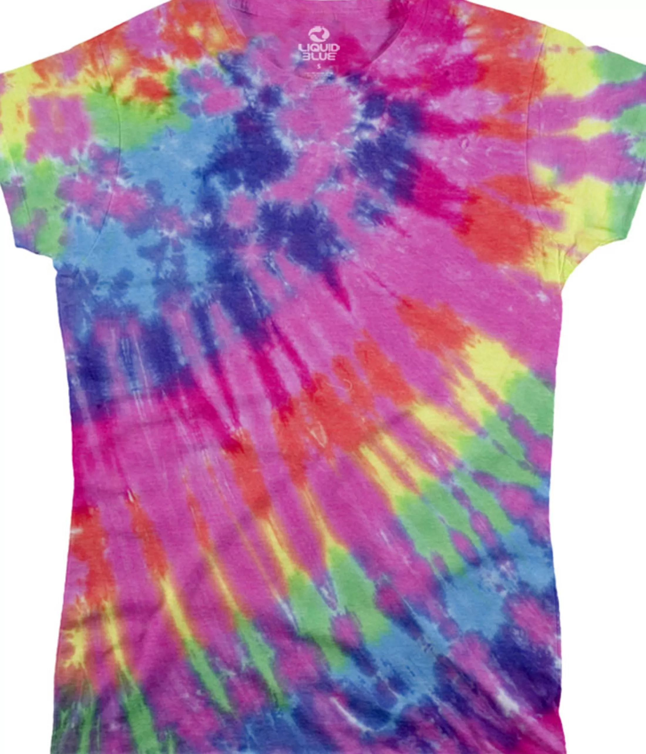 Juniors Unprinted Tie-Dyes | Juniors Long Length<Liquid Blue Rainbow Nebula Unprinted Juniors Long Length Tie-Dye T-Shirt