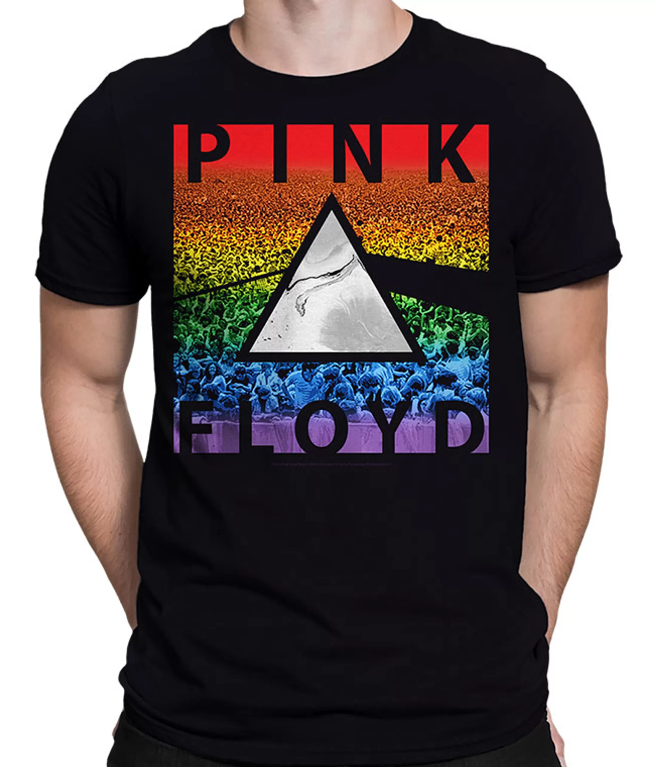 T-Shirt | Pink Floyd<Liquid Blue Rainbow Prism Black T-Shirt