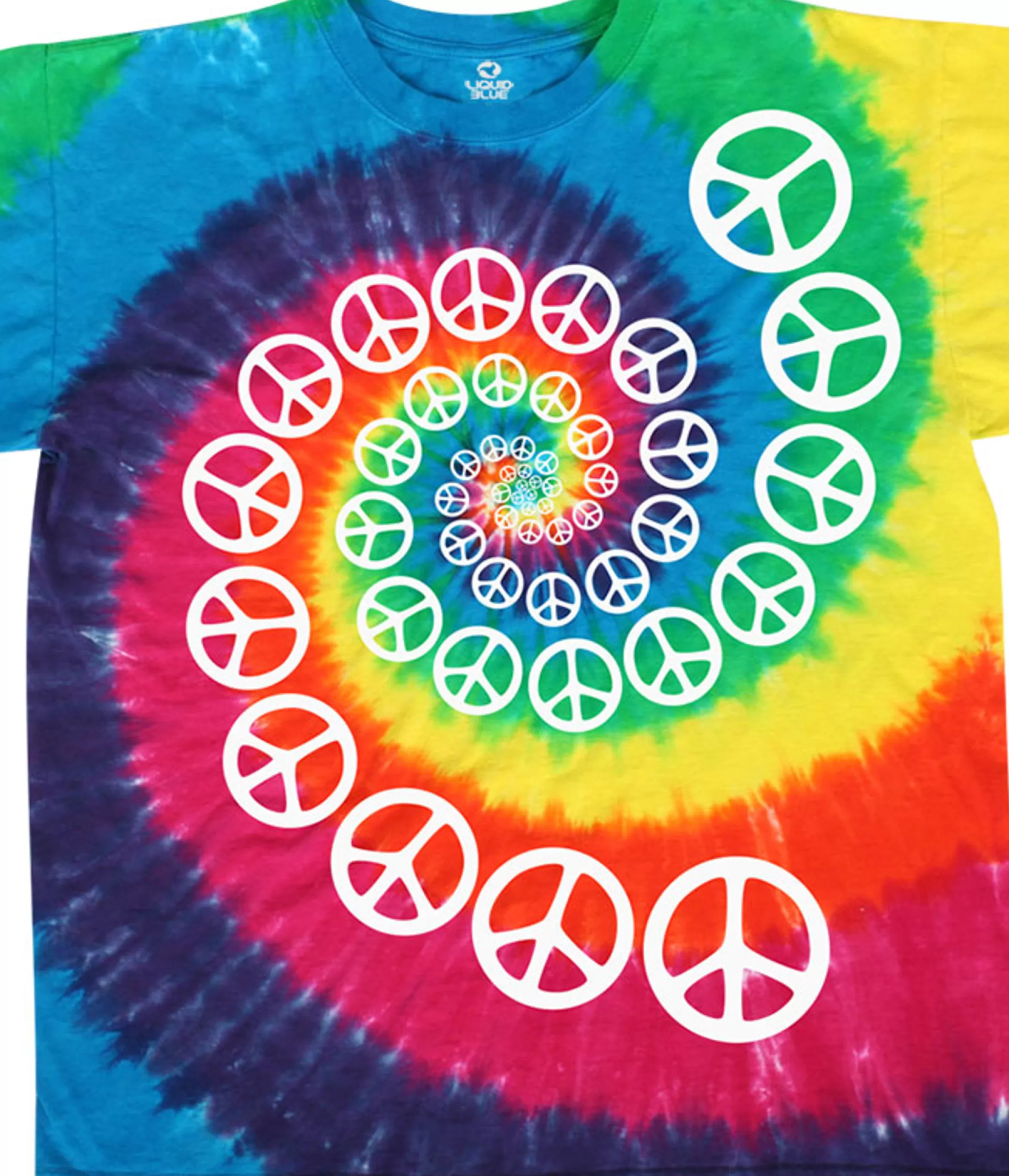 T-Shirt | Americana<Liquid Blue Rainbow Spiral Peace Tie-Dye T-Shirt