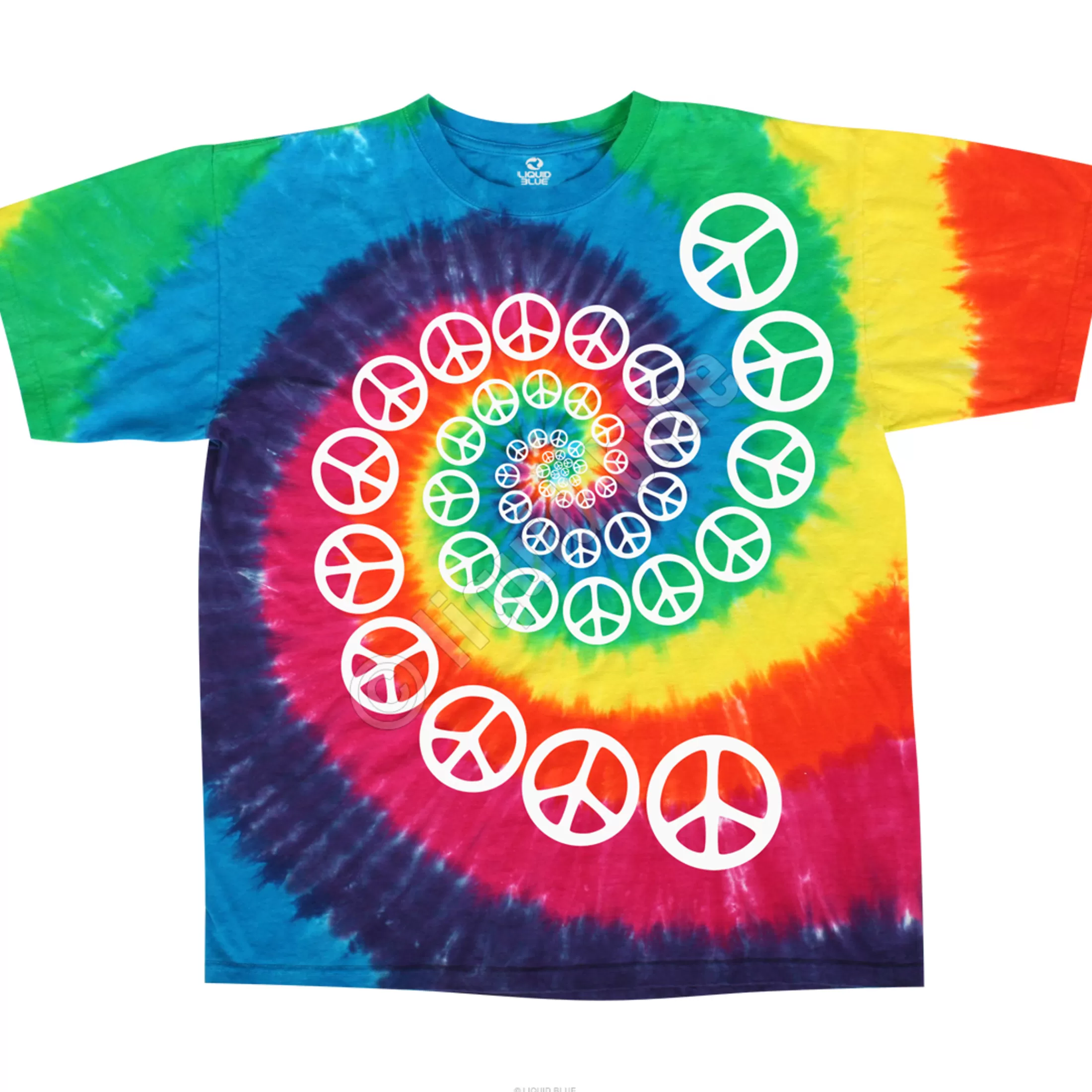 T-Shirt | Americana<Liquid Blue Rainbow Spiral Peace Tie-Dye T-Shirt