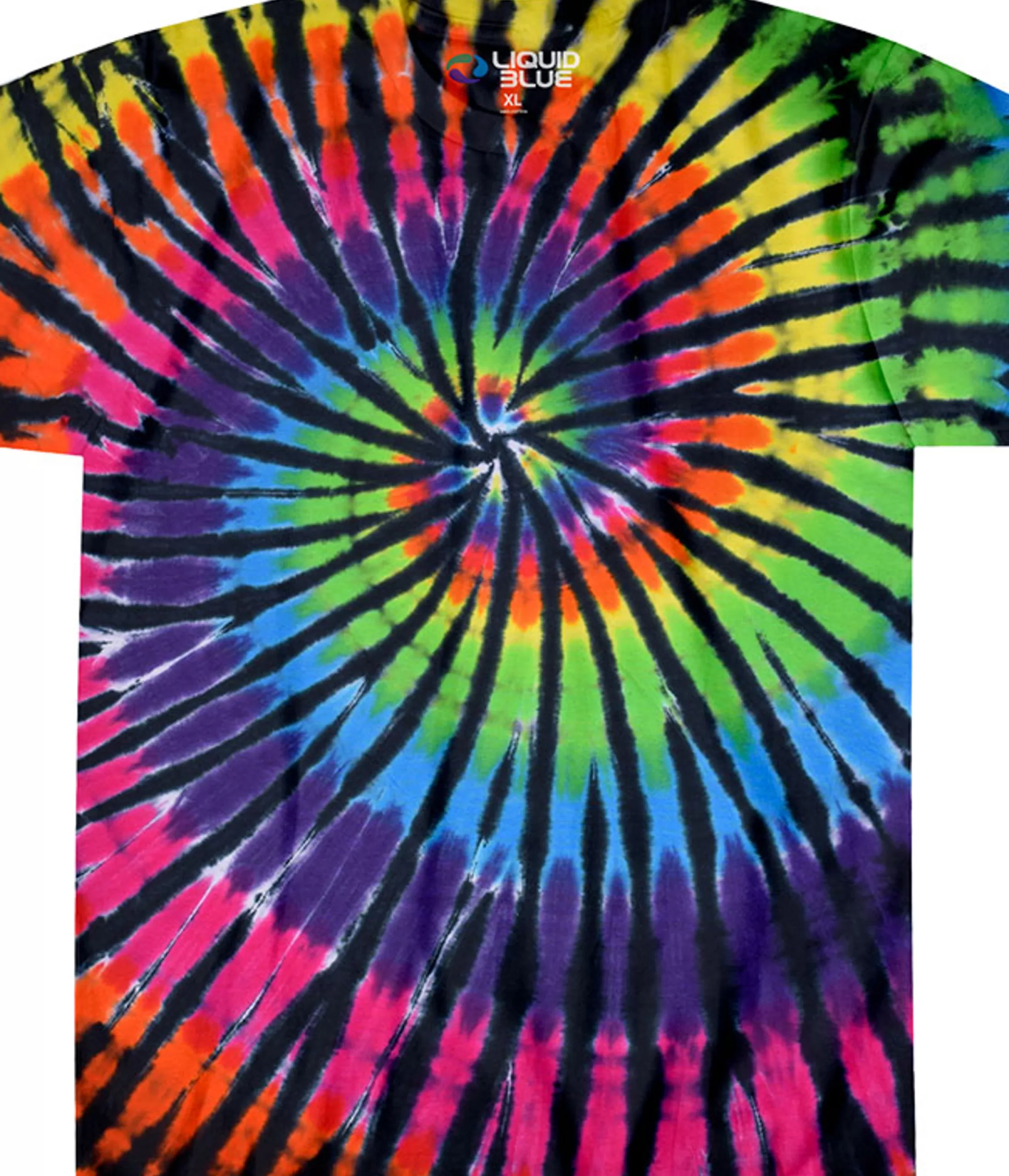 Unprinted Tie-Dyes | Unprinted Tie-Dye<Liquid Blue Rainbow Spiral Streak Unprinted Tie-Dye T-Shirt