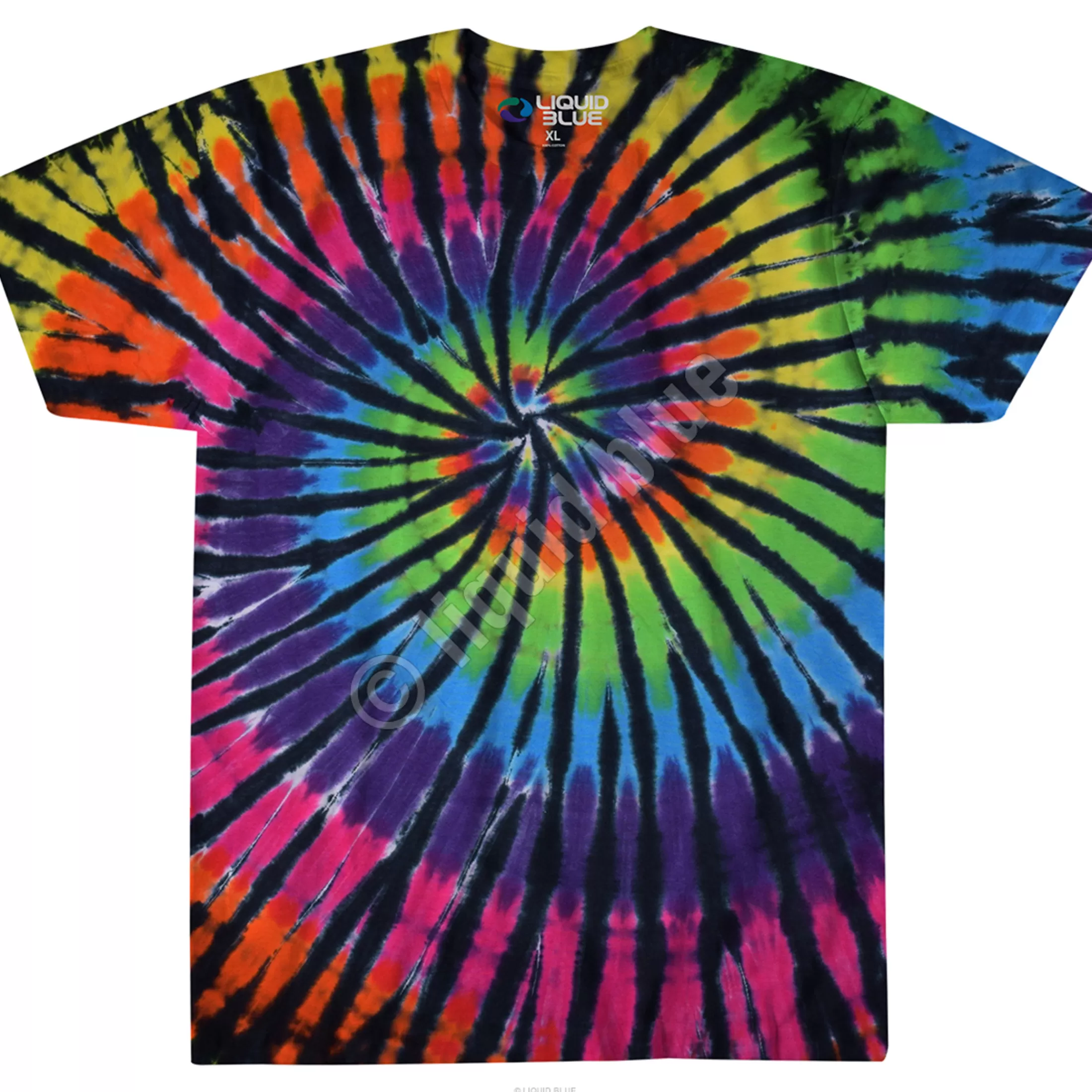 Unprinted Tie-Dyes | Unprinted Tie-Dye<Liquid Blue Rainbow Spiral Streak Unprinted Tie-Dye T-Shirt