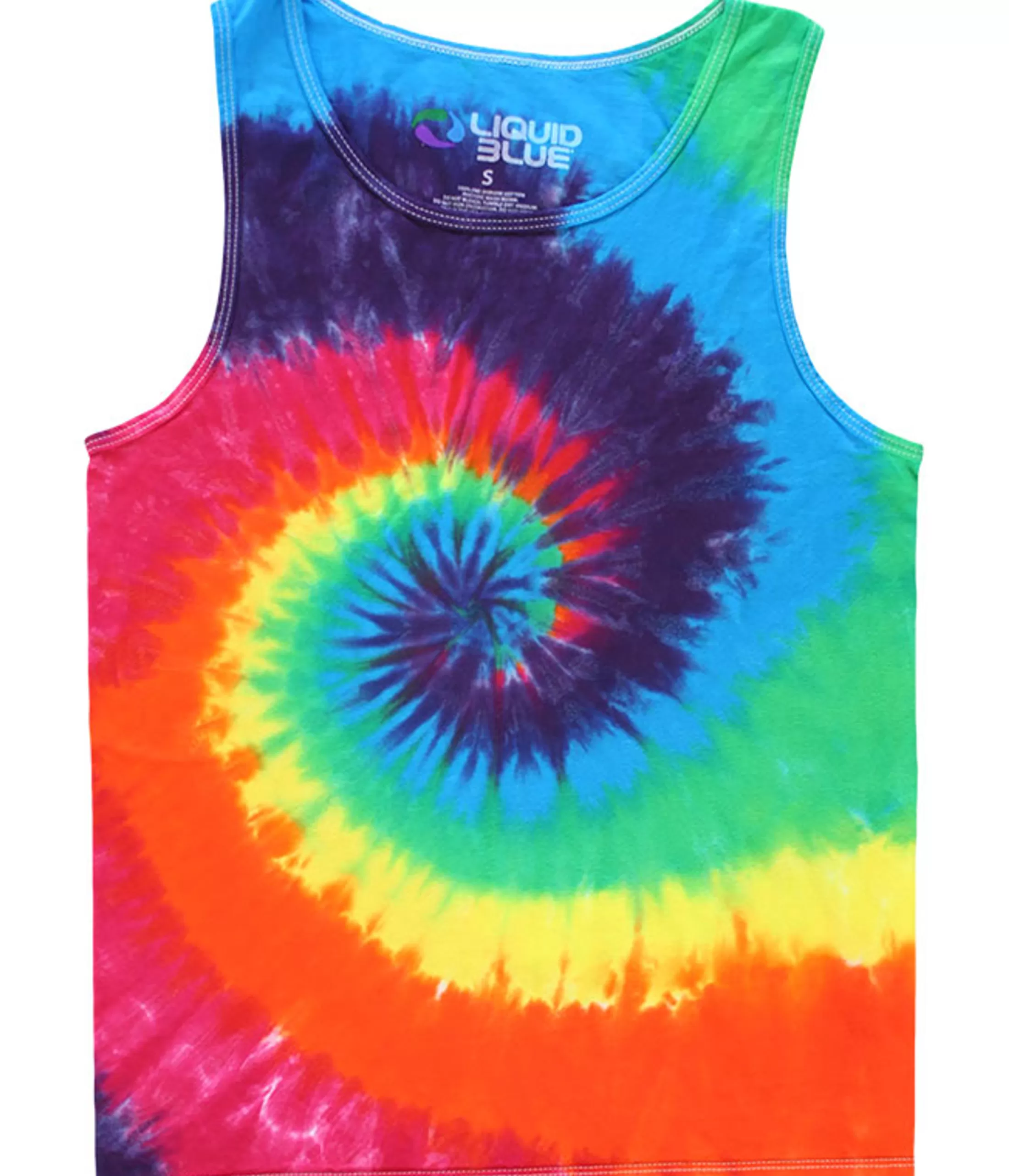 Unprinted Tie-Dyes | Unprinted Tie-Dye<Liquid Blue Rainbow Spiral Unprinted Tie-Dye Tank Top T-Shirt