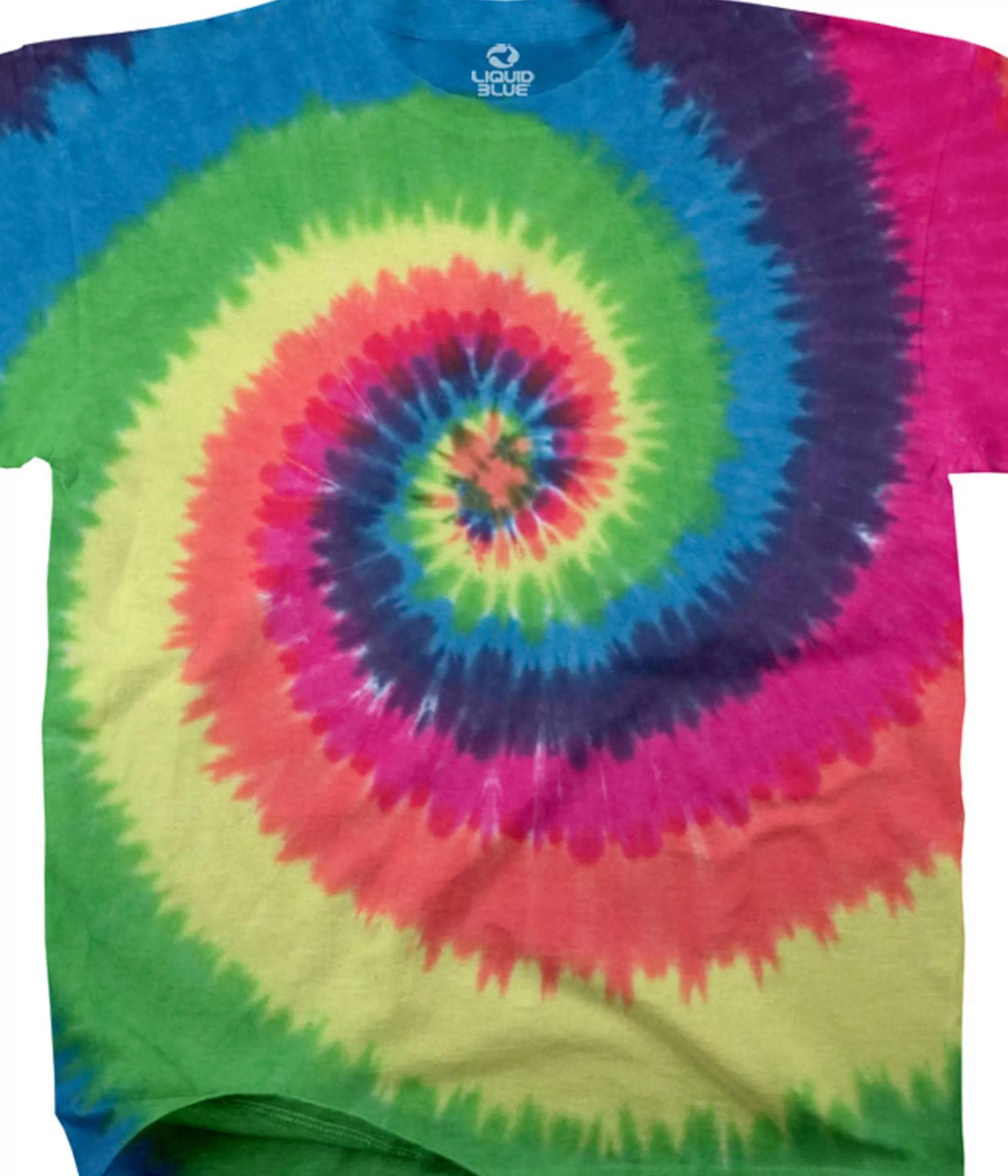 Unprinted Tie-Dyes | Unprinted Tie-Dye<Liquid Blue Rainbow Spiral Unprinted Tie-Dye T-Shirt