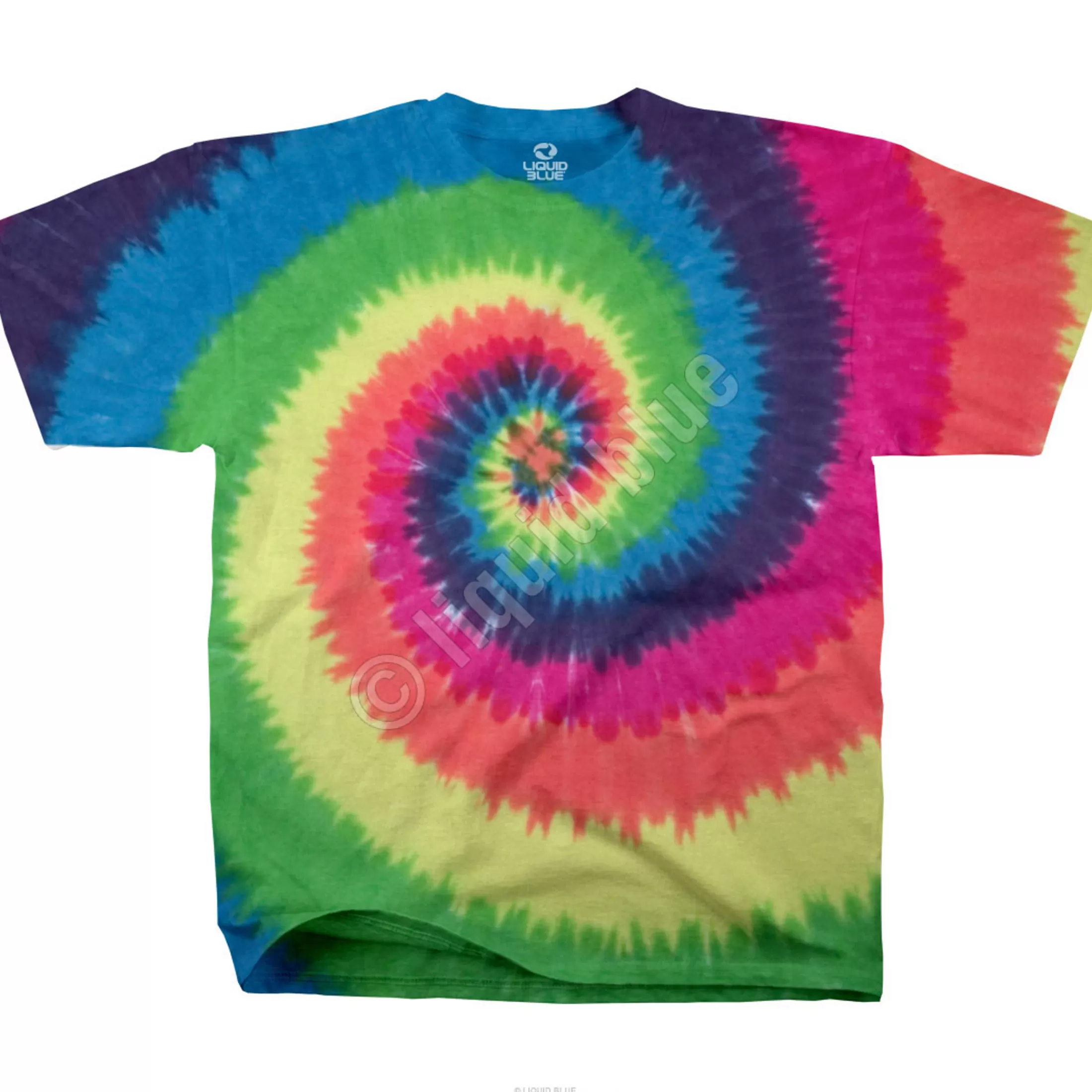 Unprinted Tie-Dyes | Unprinted Tie-Dye<Liquid Blue Rainbow Spiral Unprinted Tie-Dye T-Shirt