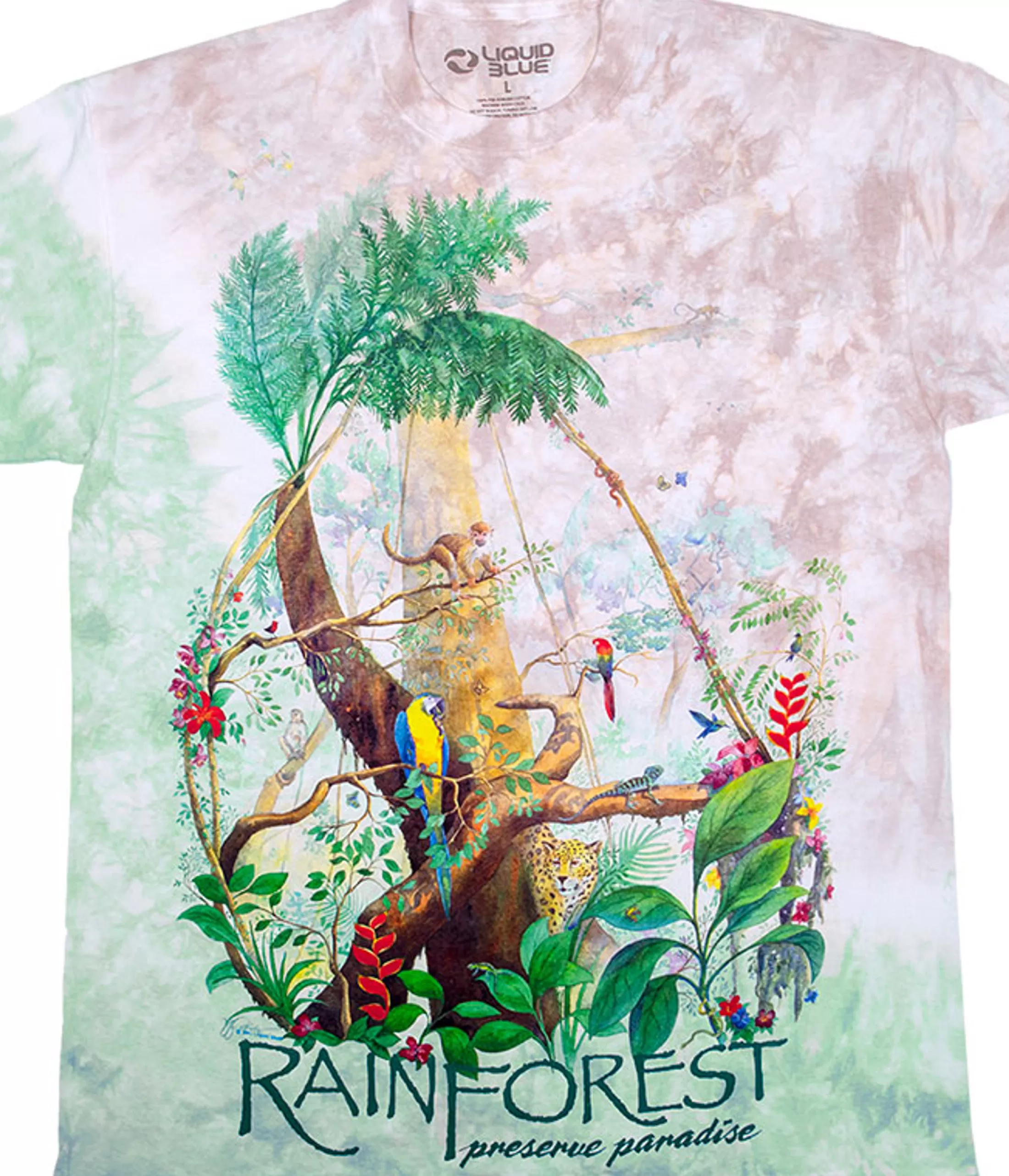 T-Shirt | Exotic Wildlife<Liquid Blue Rainforest Tie-Dye T-Shirt