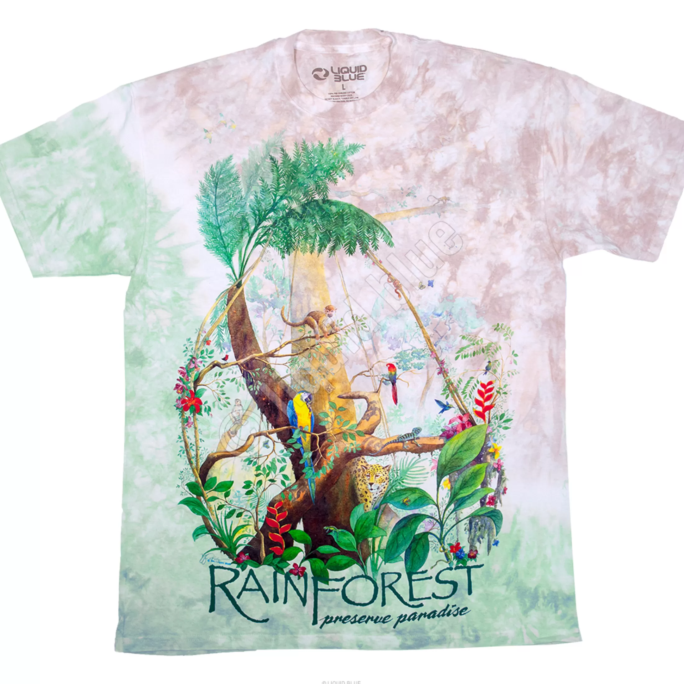 T-Shirt | Exotic Wildlife<Liquid Blue Rainforest Tie-Dye T-Shirt