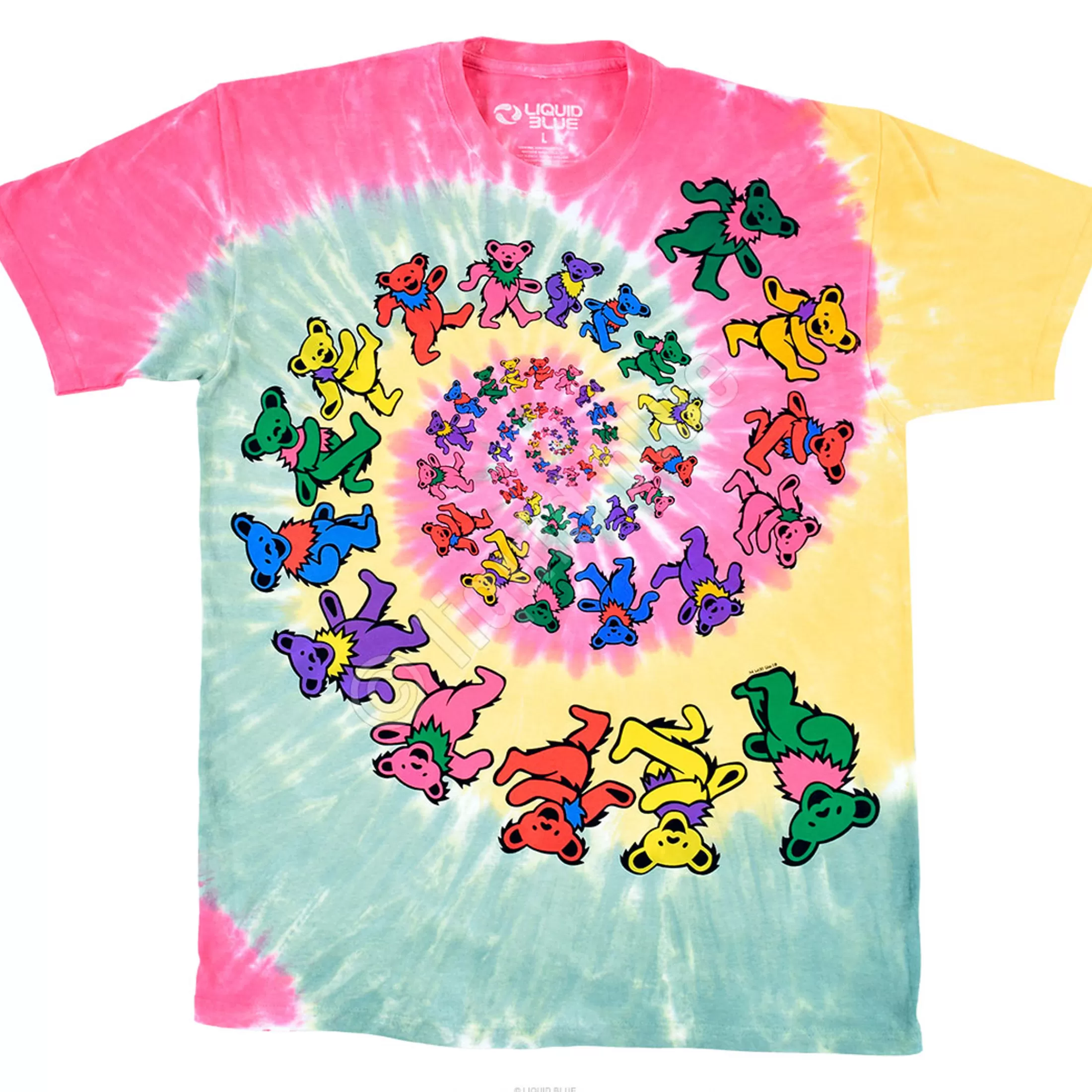 T-Shirt | Grateful Dead<Liquid Blue Rasta Spiral Bears Tie-Dye T-Shirt