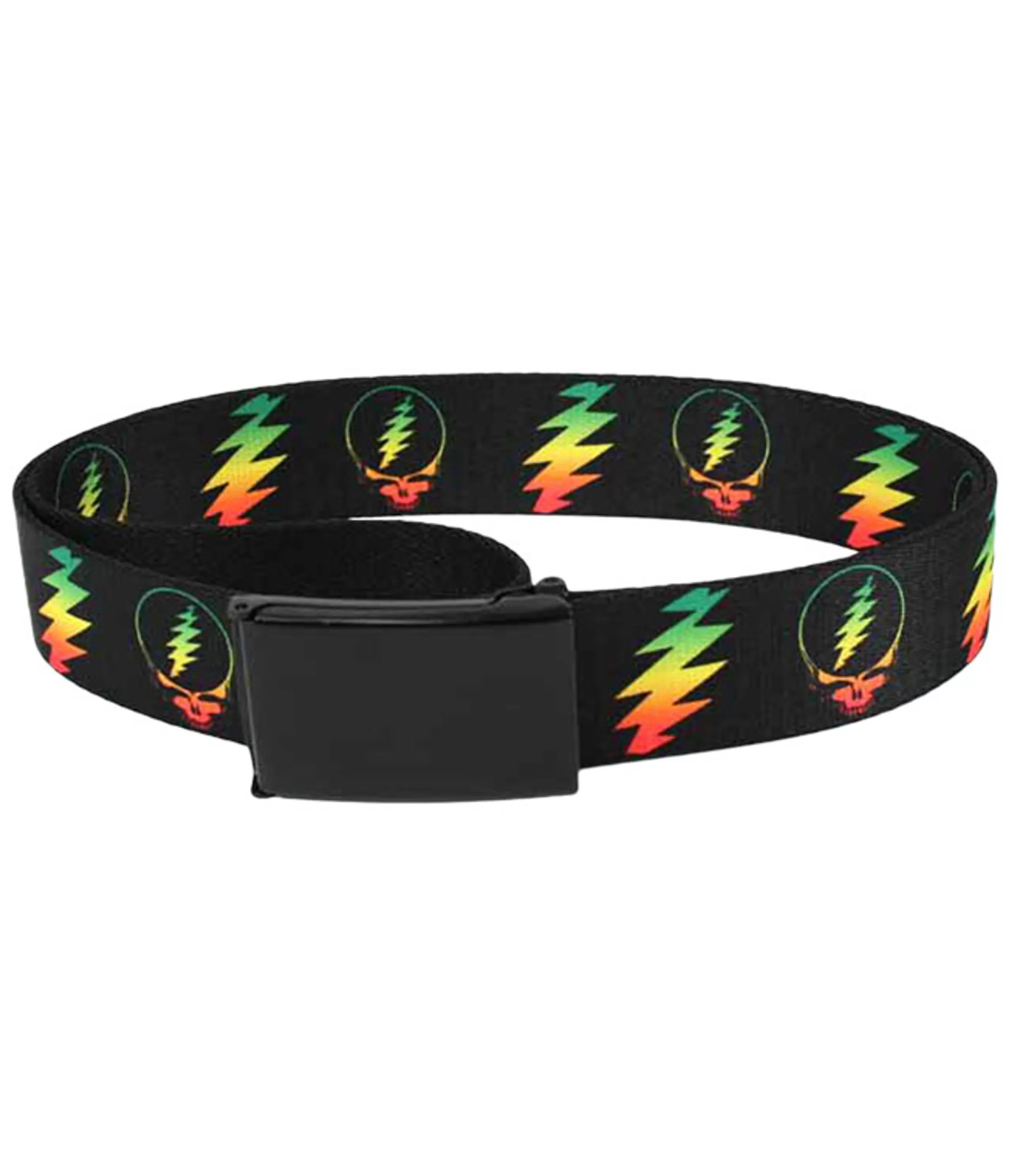 Belts | Grateful Dead<Liquid Blue Rasta SYF Bolt Adjustable Web Belt Black