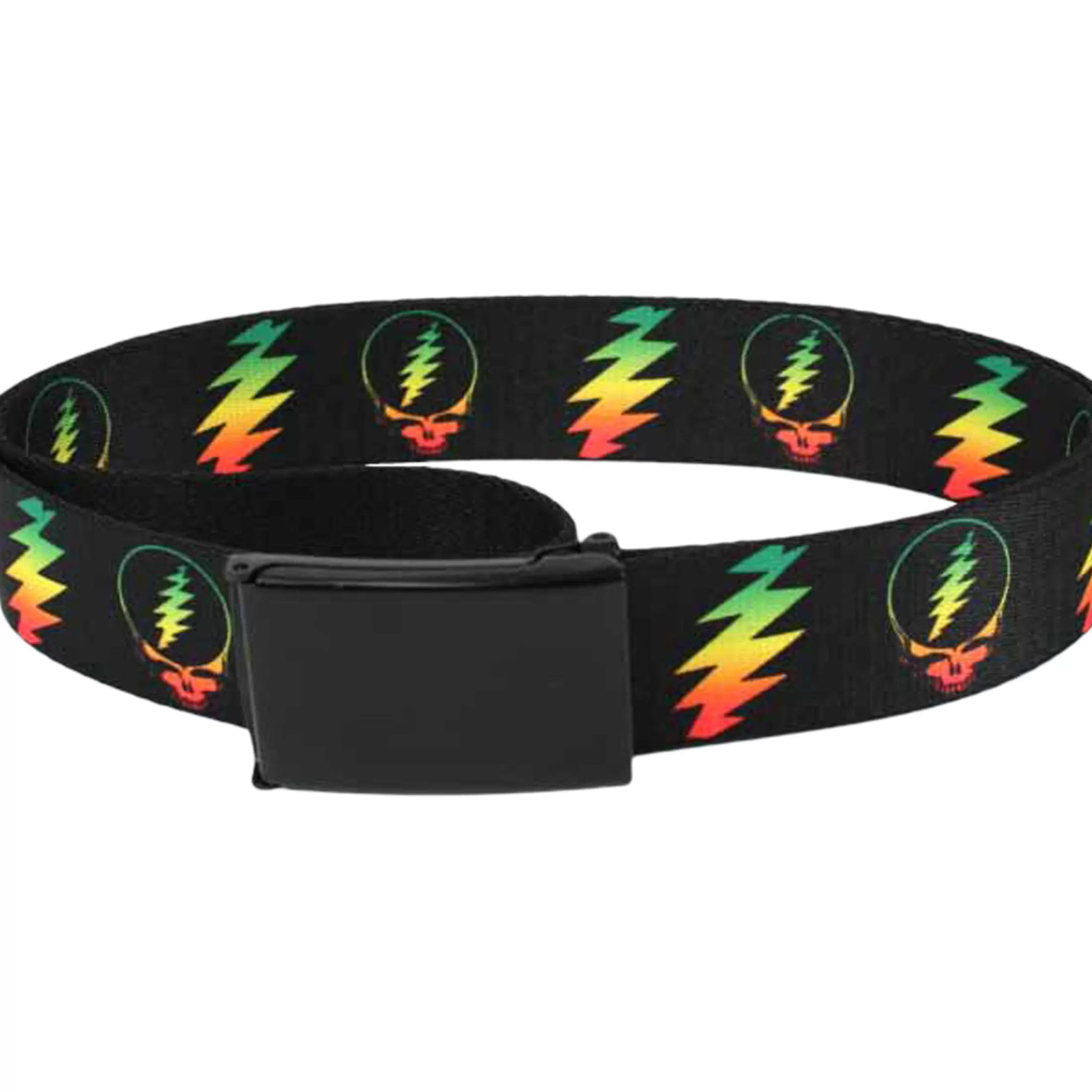 Belts | Grateful Dead<Liquid Blue Rasta SYF Bolt Adjustable Web Belt Black