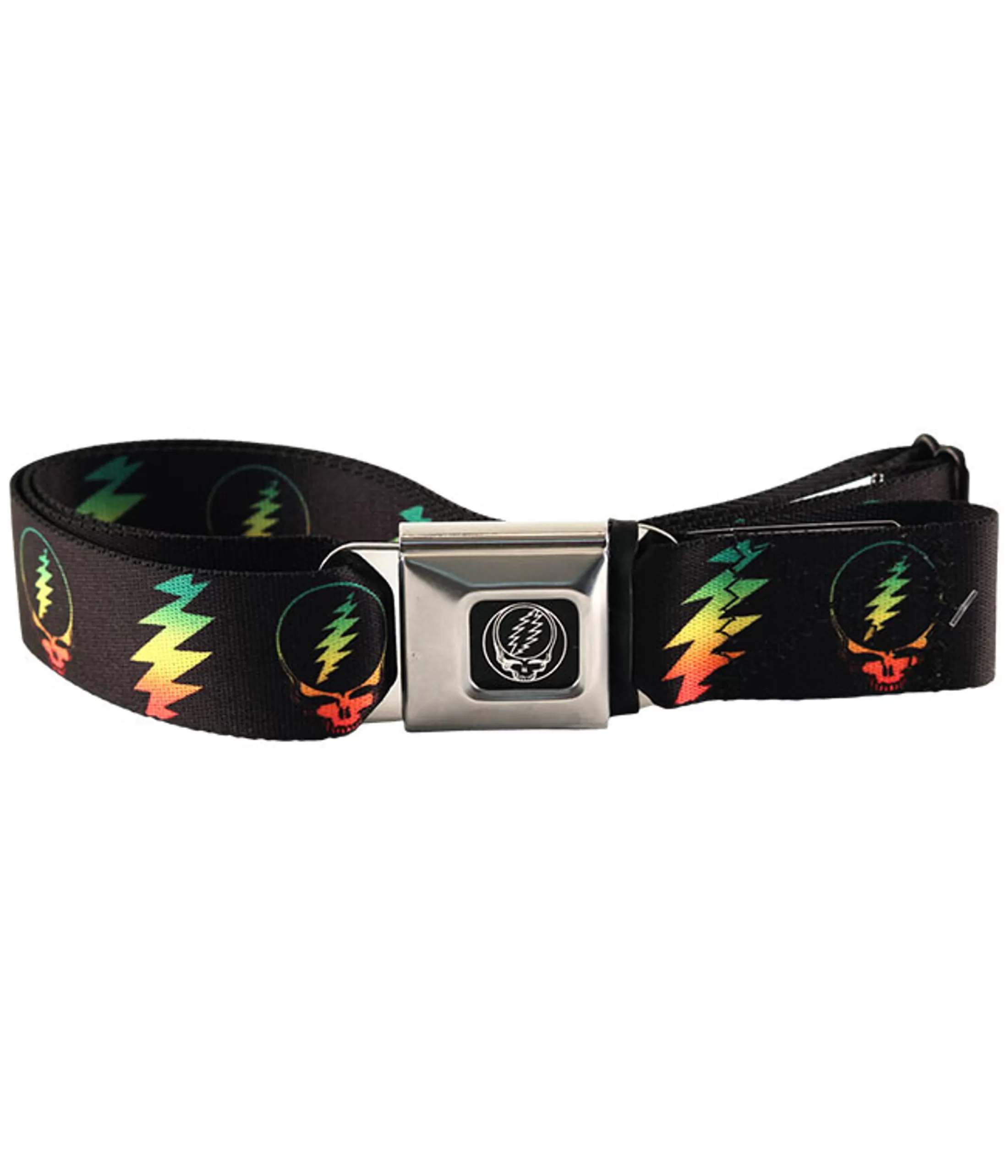 Belts | Grateful Dead<Liquid Blue Rasta SYF Bolt Seatbelt Belt Black