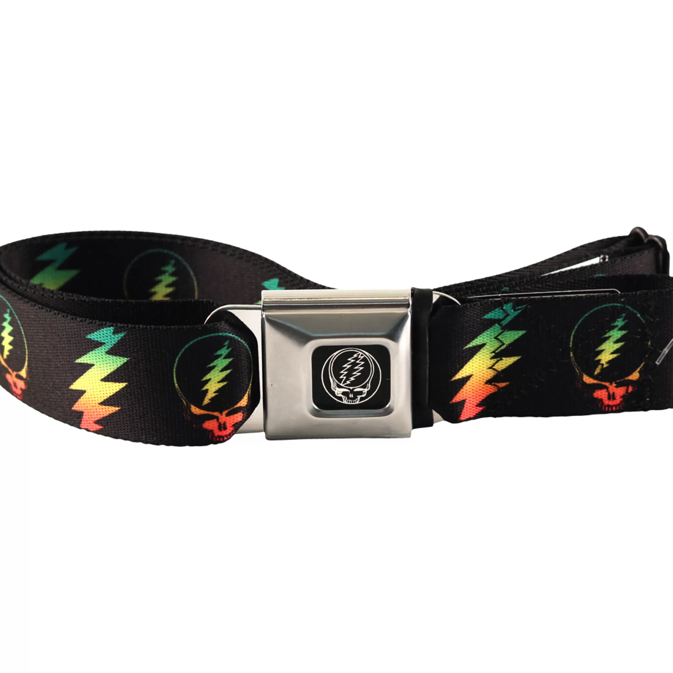 Belts | Grateful Dead<Liquid Blue Rasta SYF Bolt Seatbelt Belt Black