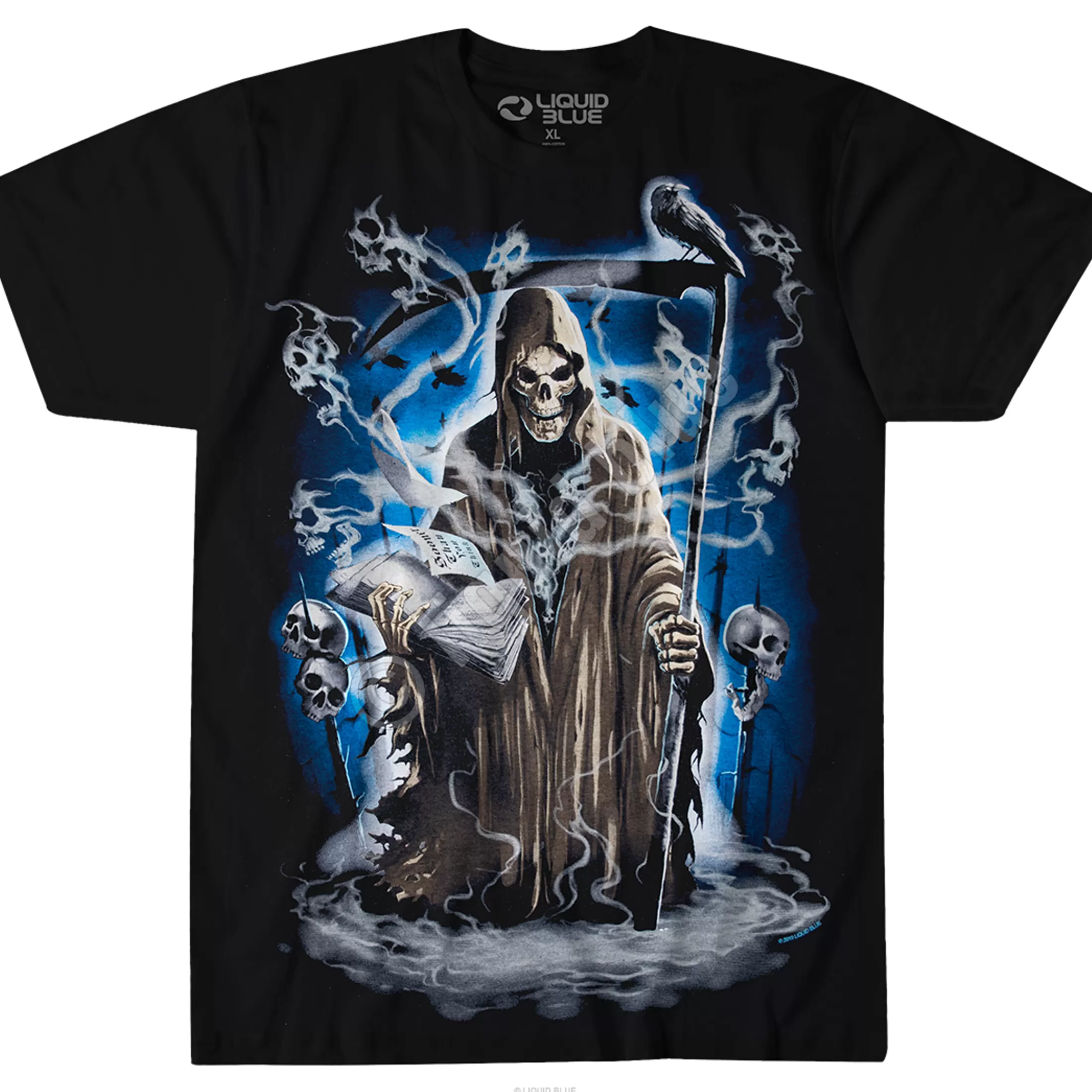 T-Shirt | Halloween<Liquid Blue Reaper Madness Black T-Shirt