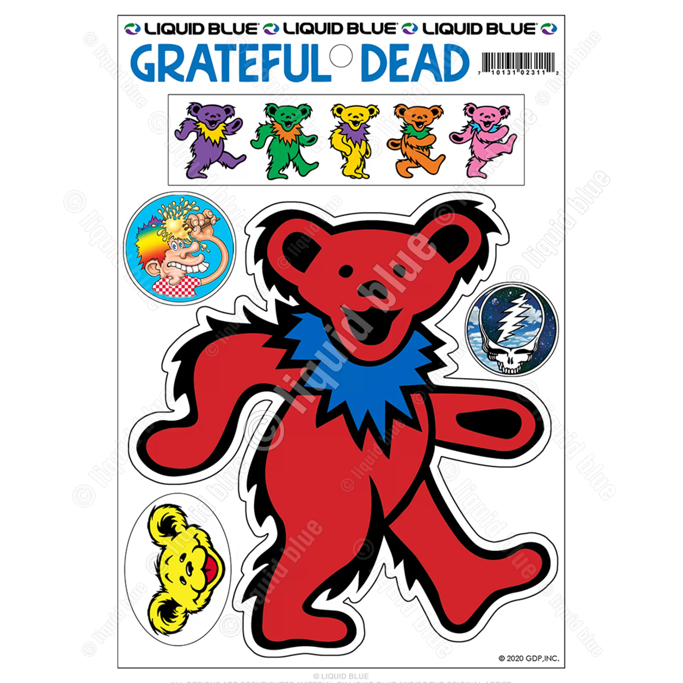 Grateful Dead<Liquid Blue Red Bear Diecut Sticker