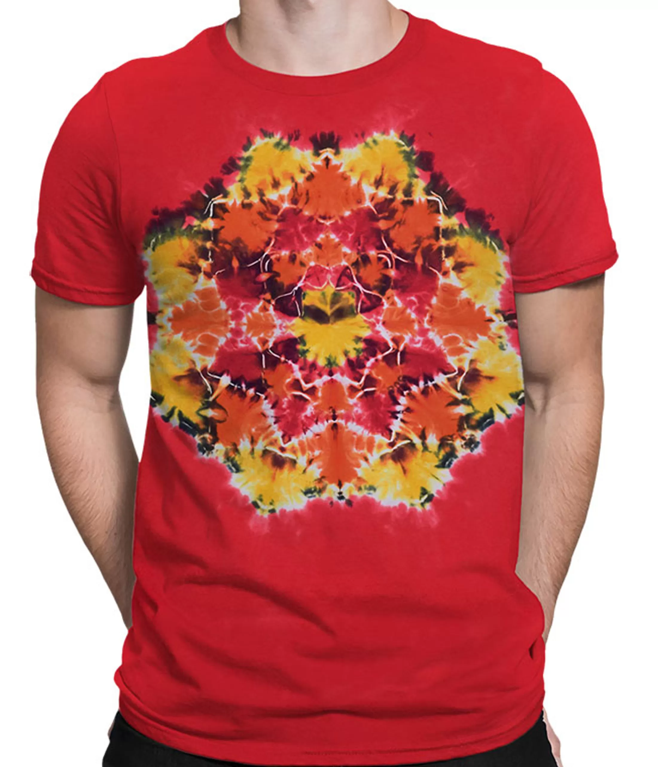 Unprinted Tie-Dyes | Unprinted Tie-Dye<Liquid Blue Red Mandala Unprinted Tie-Dye T-Shirt