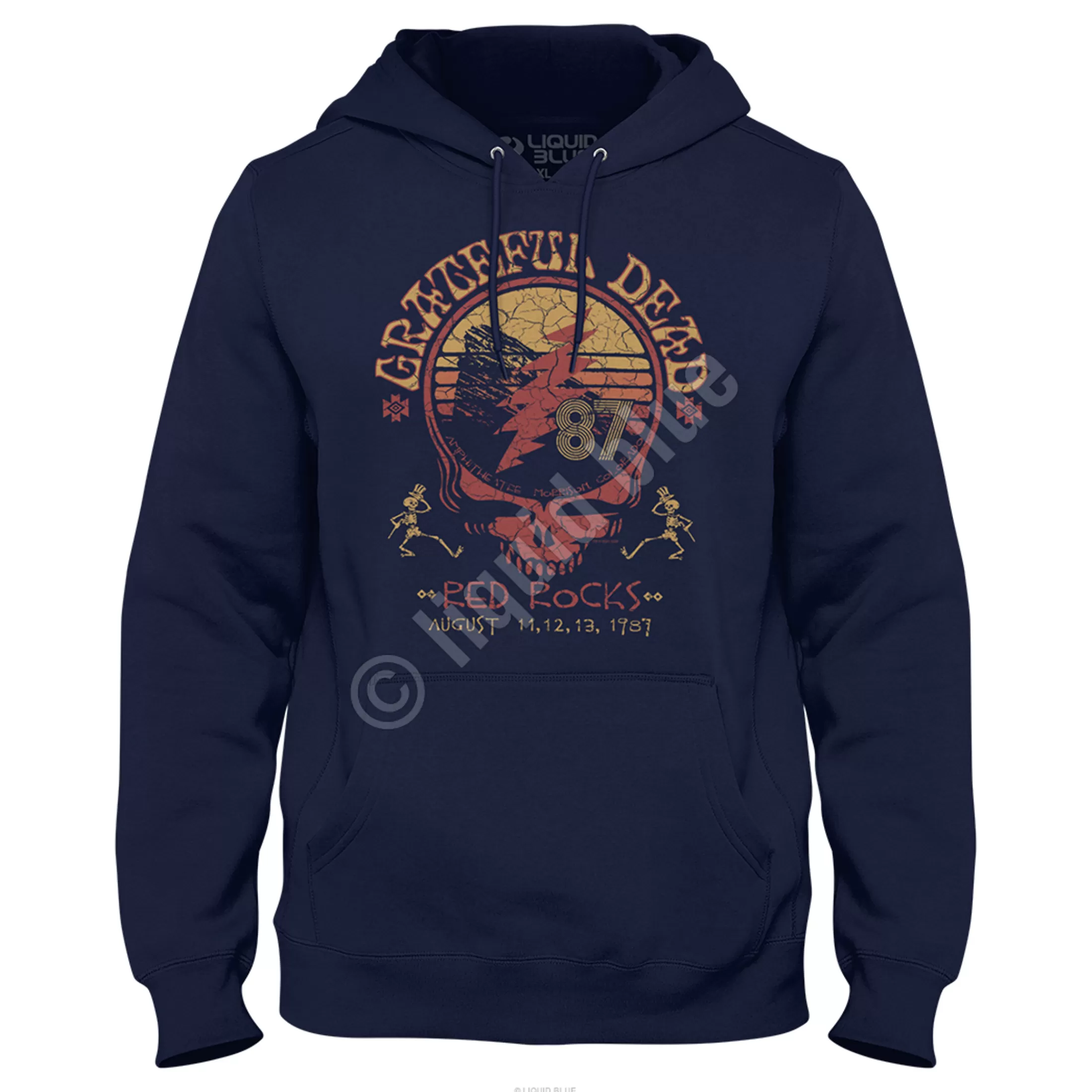 Hoodie | Grateful Dead<Liquid Blue Red Rocks 87 Navy Hoodie