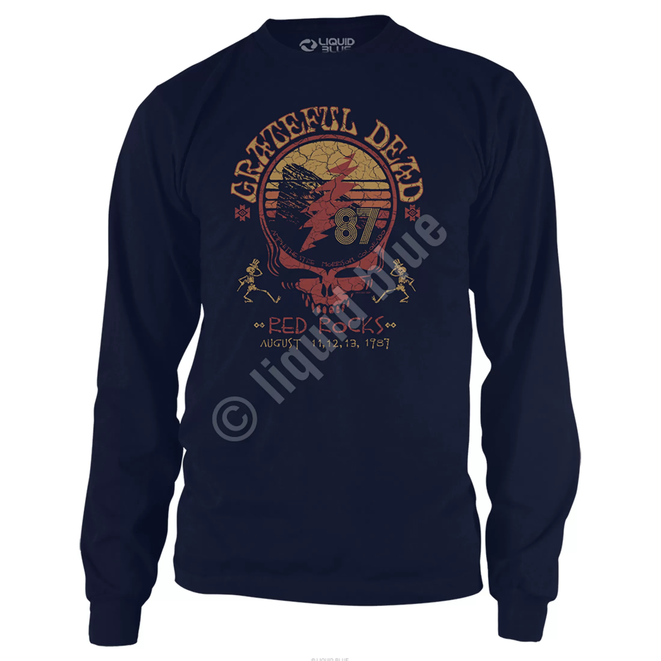 Long Sleeve | Grateful Dead<Liquid Blue Red Rocks 87 Navy Long Sleeve T-Shirt