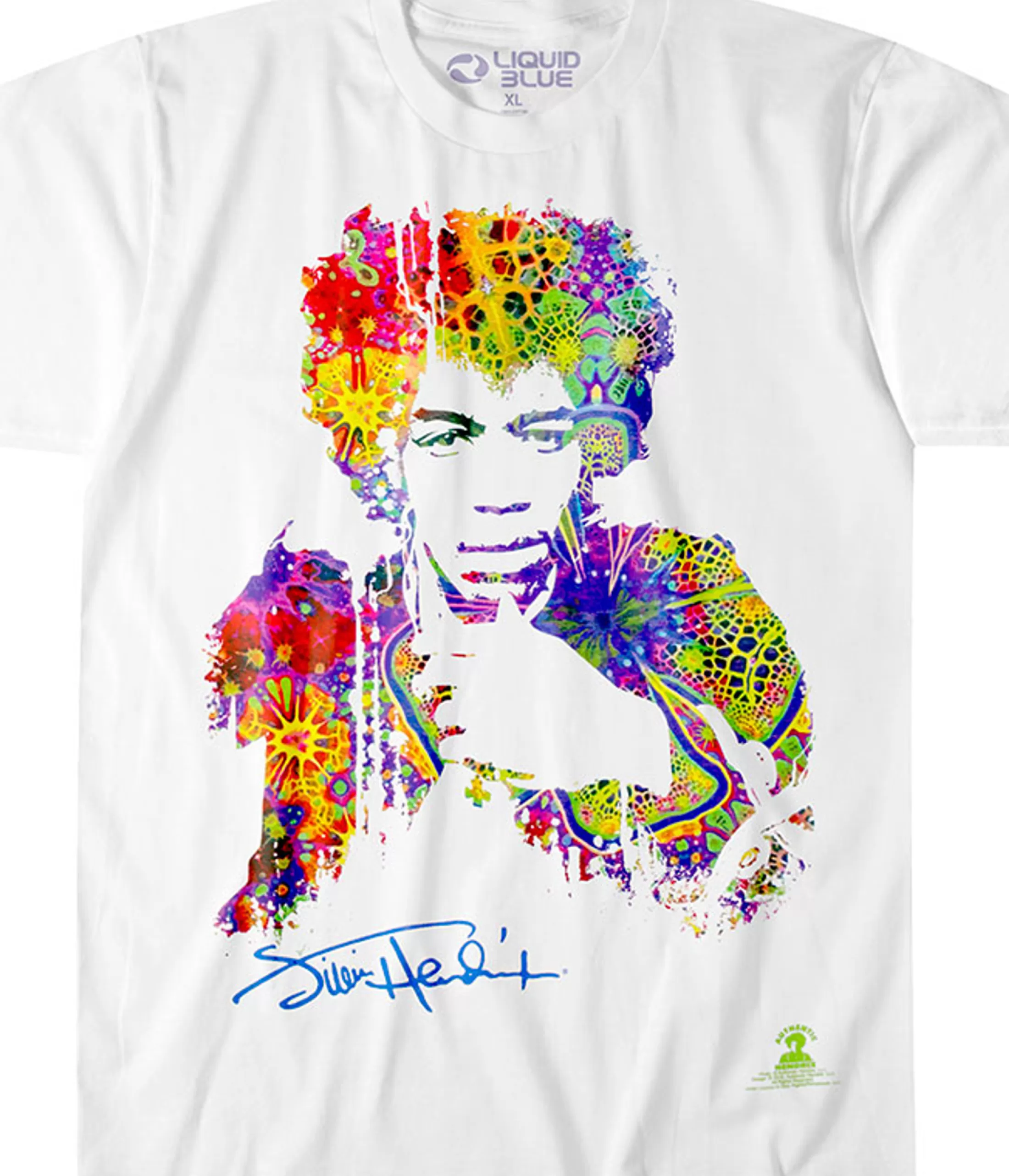 Athletic T-Shirt | Jimi Hendrix<Liquid Blue Riding with the Wind Athletic White T-Shirt