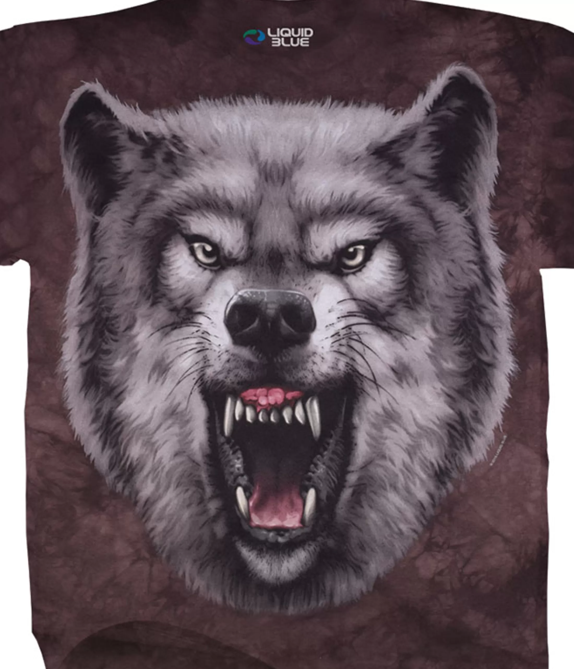 T-Shirt | American Wildlife<Liquid Blue Roaring Wolf Tie-Dye T-Shirt