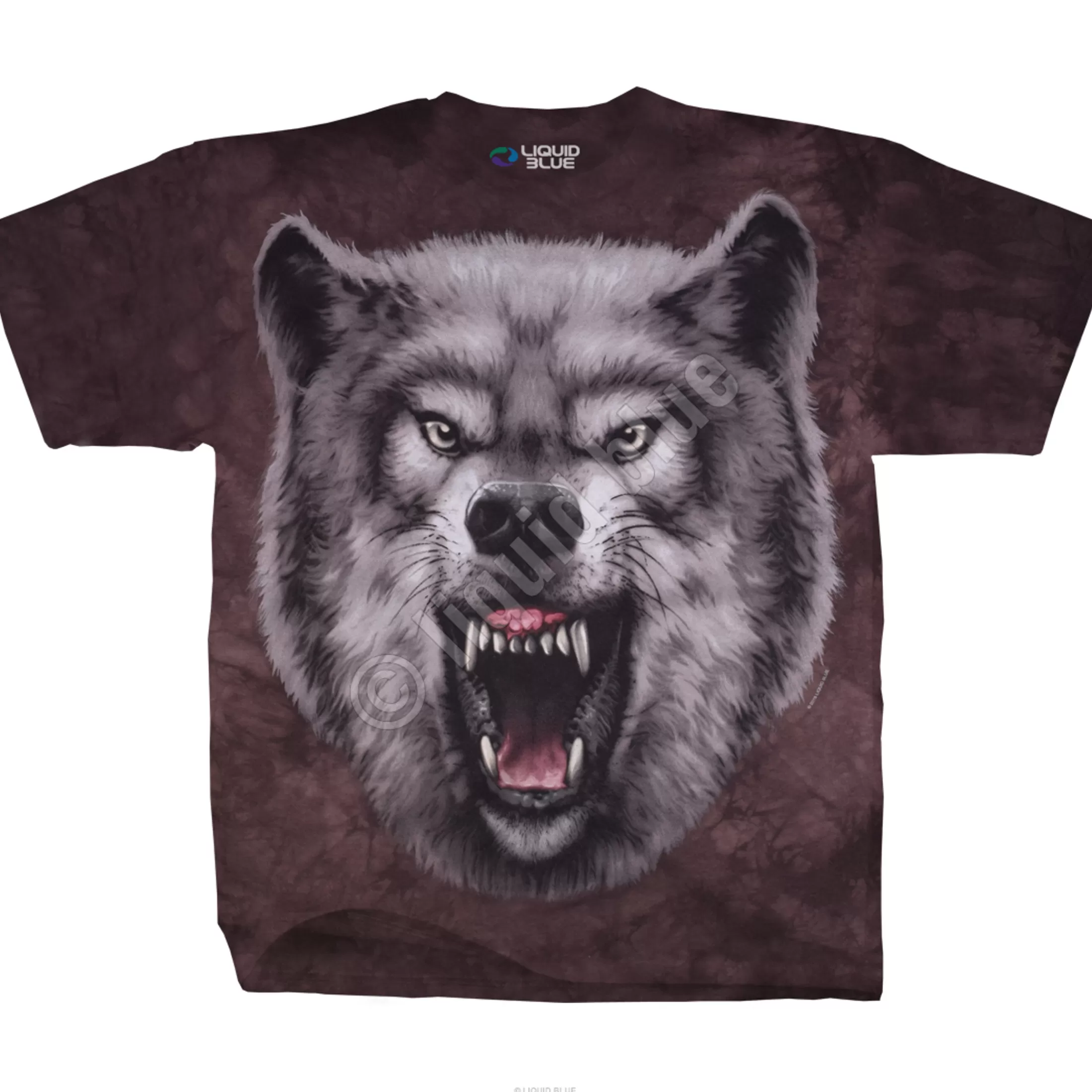 T-Shirt | American Wildlife<Liquid Blue Roaring Wolf Tie-Dye T-Shirt