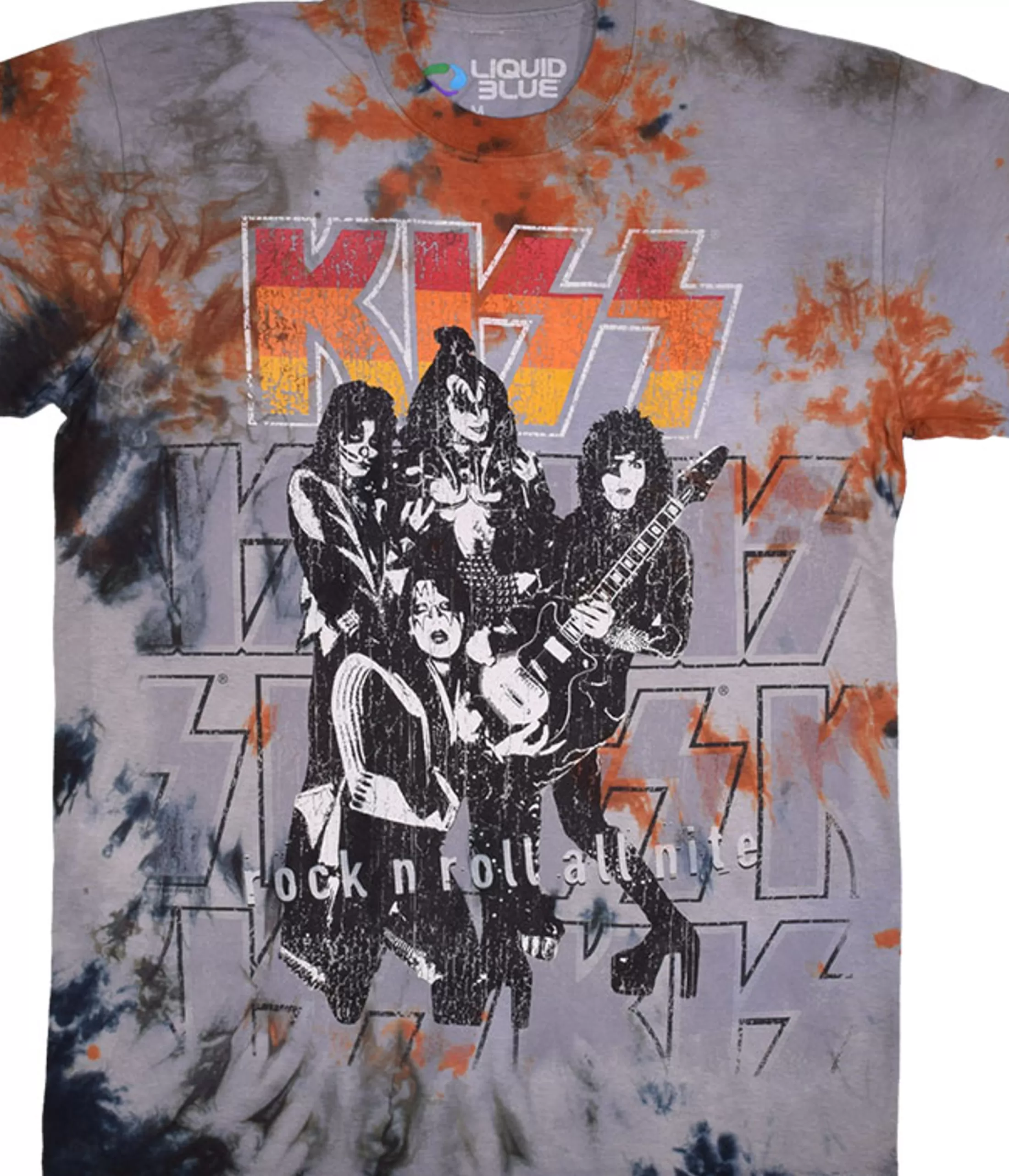 T-Shirt | Kiss<Liquid Blue Rock And Roll All Nite Tie-Dye T-Shirt