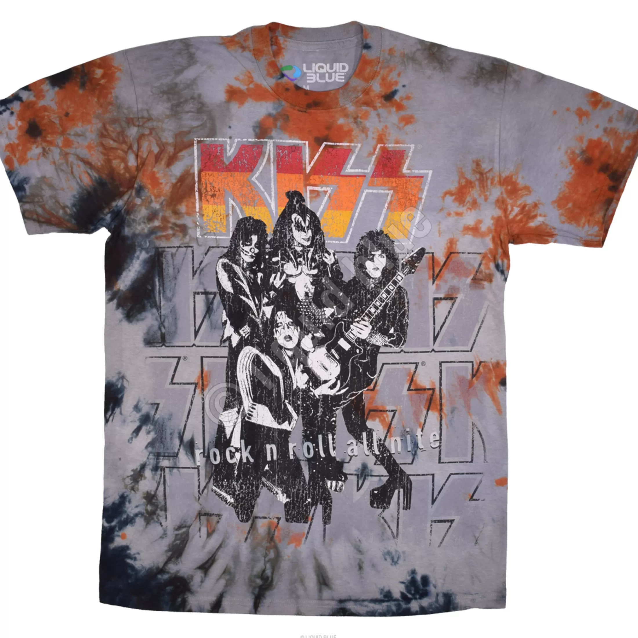 T-Shirt | Kiss<Liquid Blue Rock And Roll All Nite Tie-Dye T-Shirt