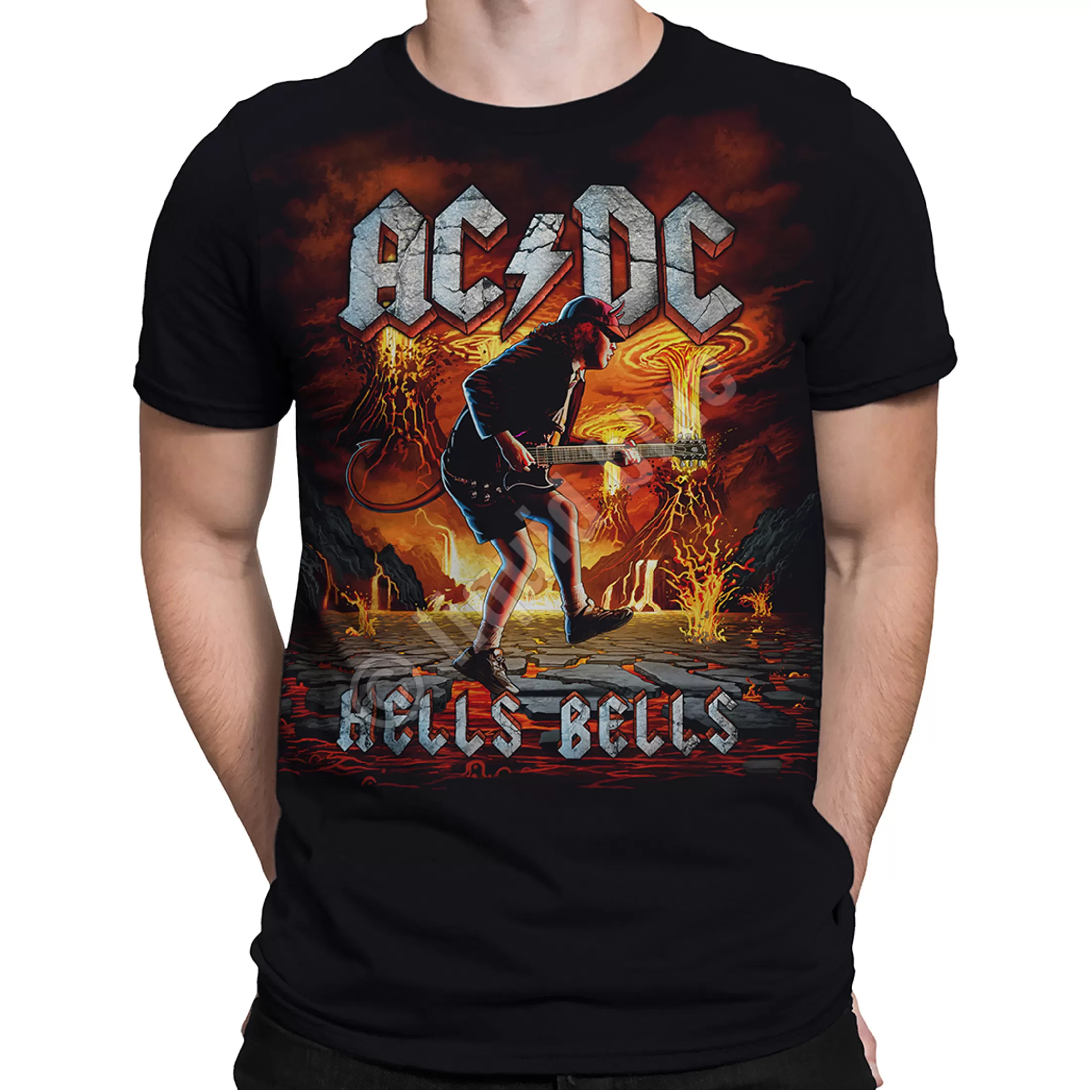 T-Shirt | Ac-Dc<Liquid Blue Rock Eruption Black T-Shirt