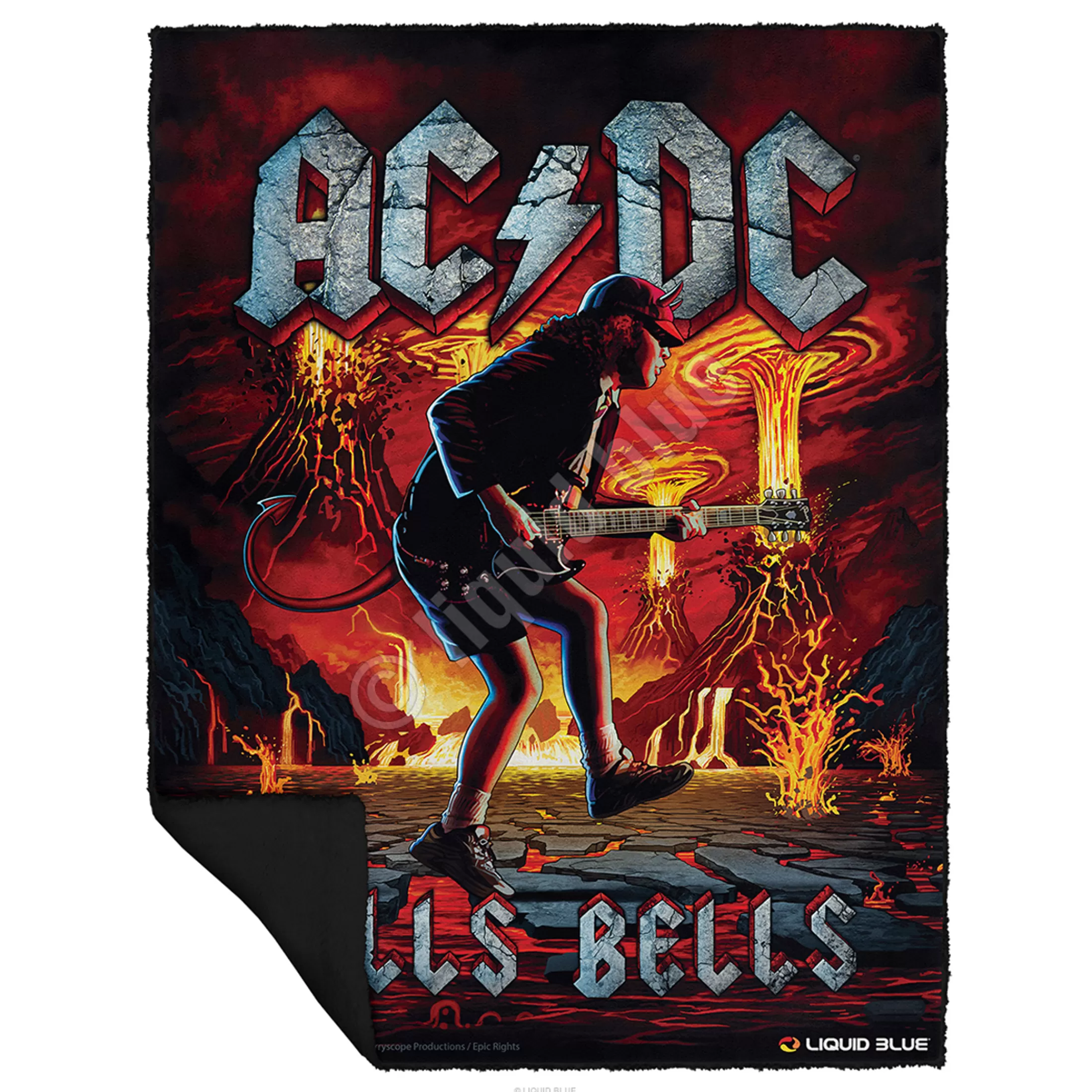 Ac-Dc<Liquid Blue Rock Eruption Fleece Throw Blanket