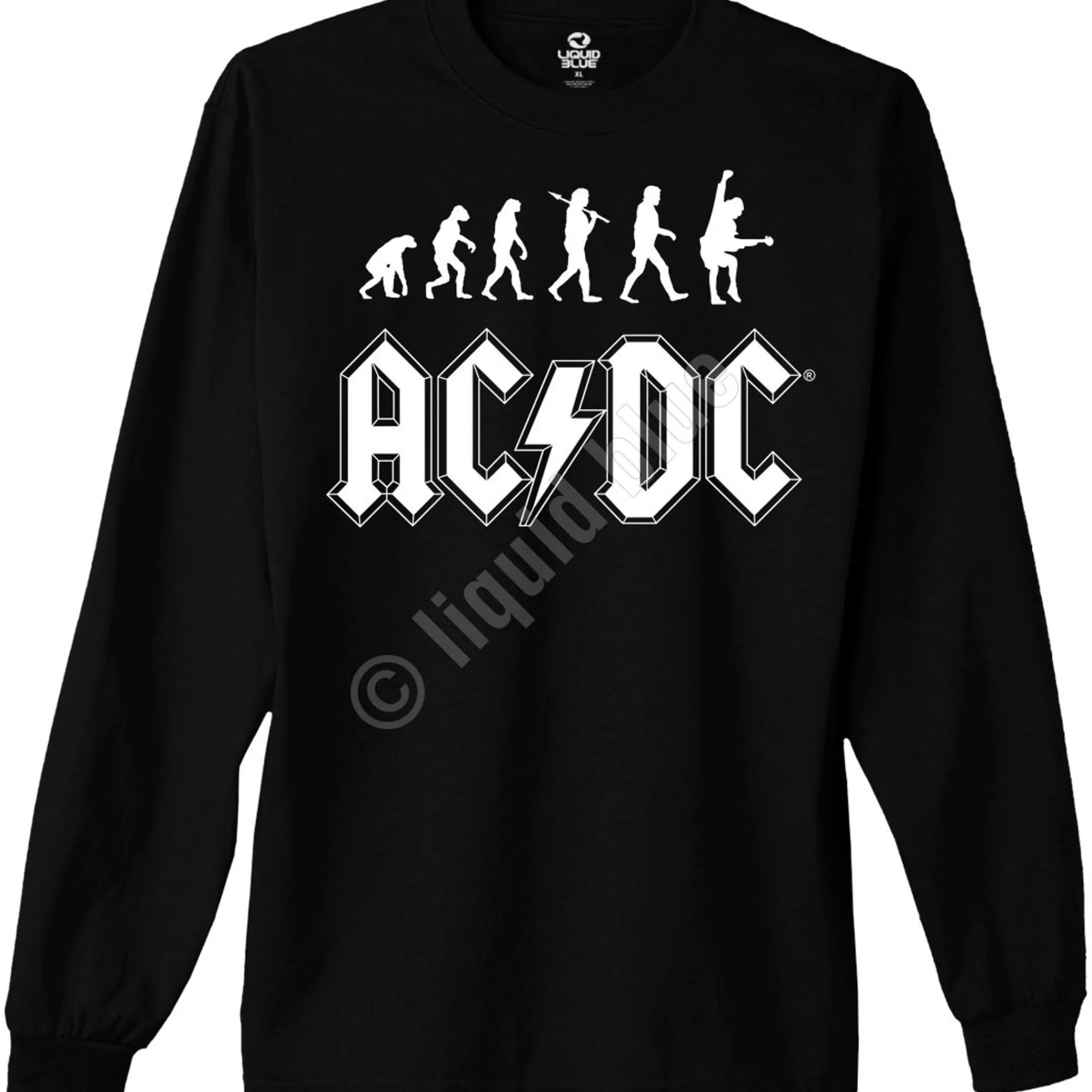 Long Sleeve | Ac-Dc<Liquid Blue Rock Evolution Black Long Sleeve T-Shirt