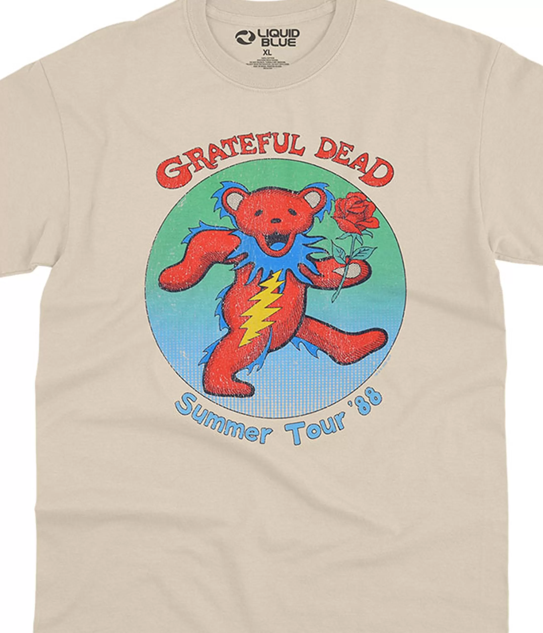 T-Shirt | Grateful Dead<Liquid Blue Rose Bear 88 Tan T-Shirt