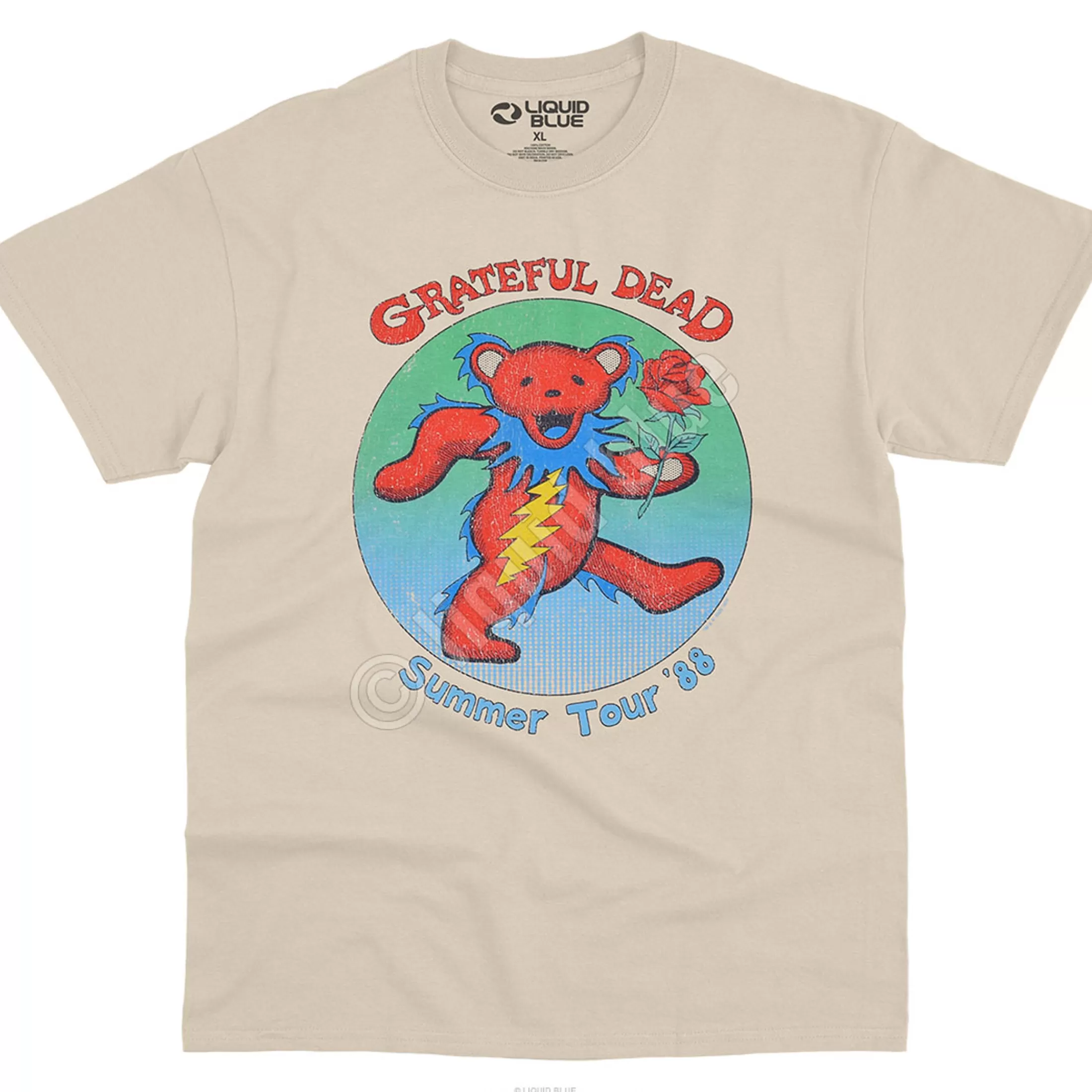 T-Shirt | Grateful Dead<Liquid Blue Rose Bear 88 Tan T-Shirt