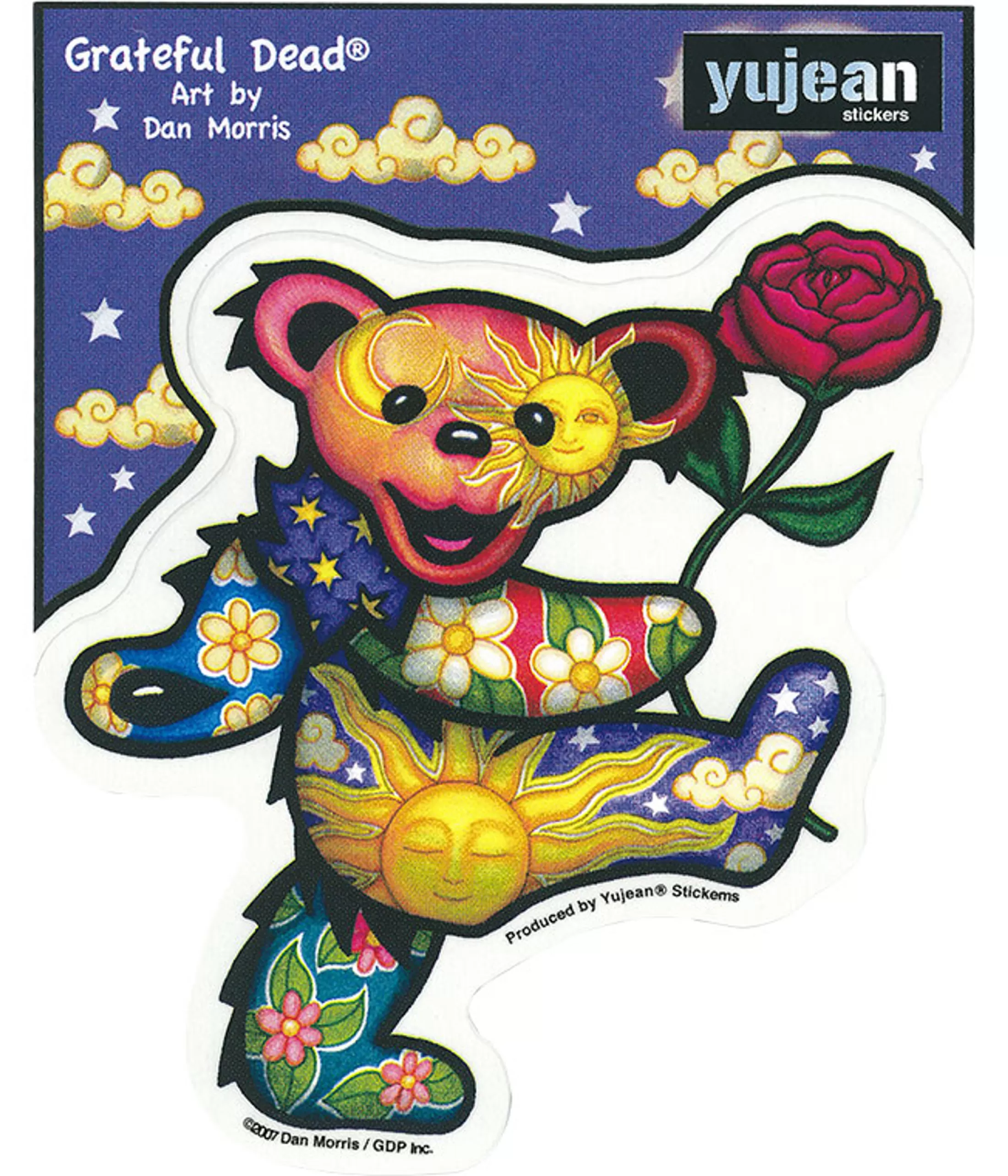 Grateful Dead<Liquid Blue Rose Bear Sticker