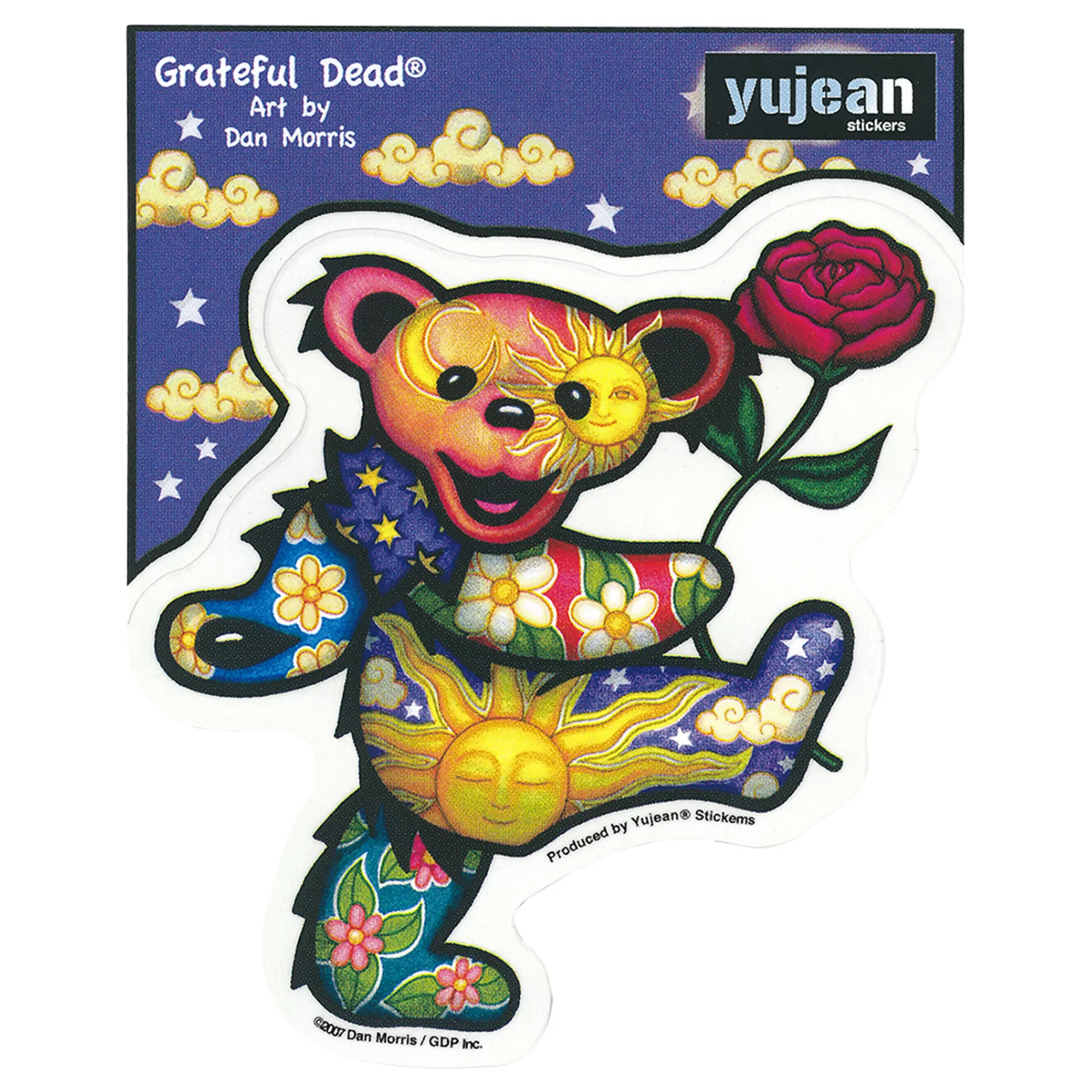 Grateful Dead<Liquid Blue Rose Bear Sticker