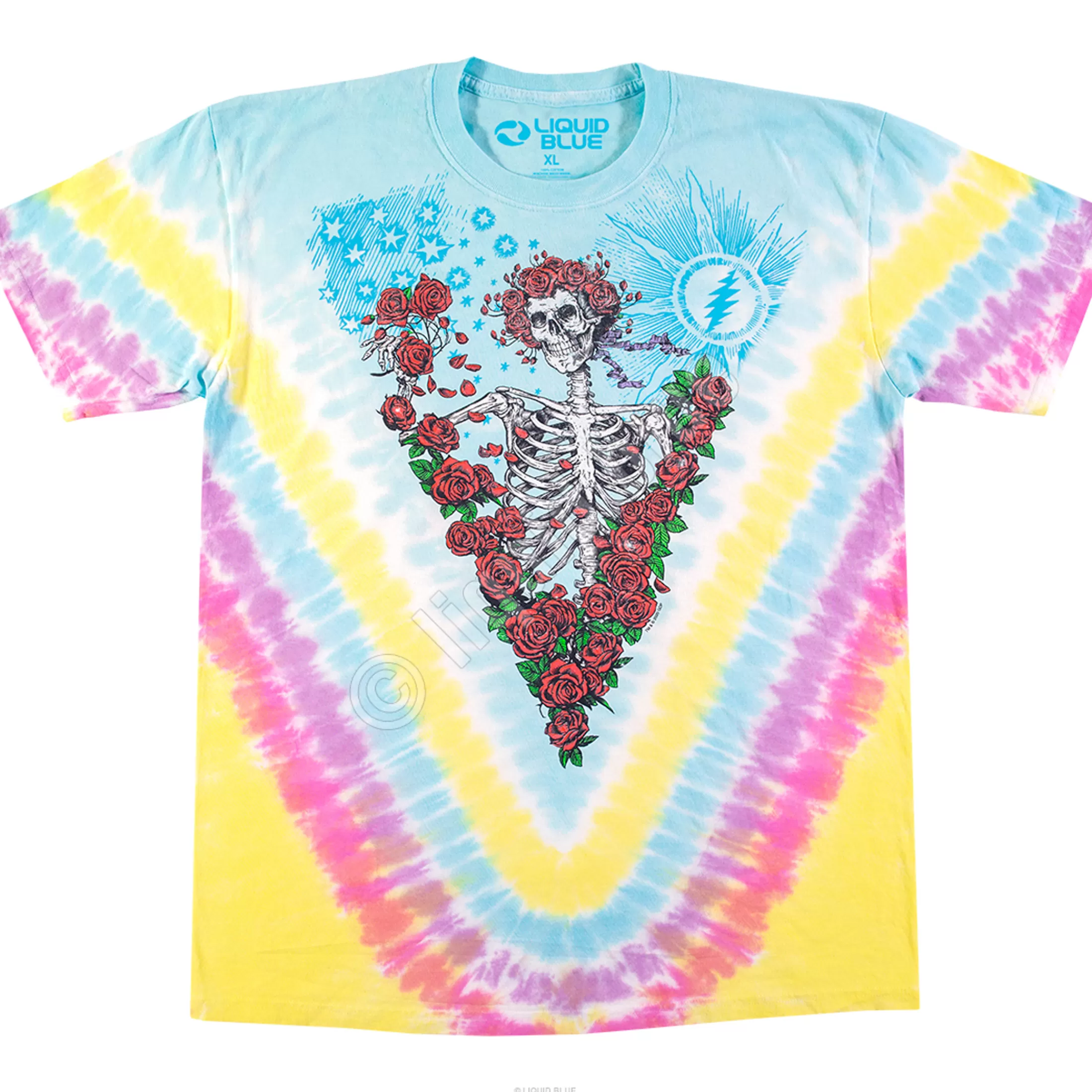 T-Shirt | Grateful Dead<Liquid Blue Rose Garden Tie-Dye T-Shirt