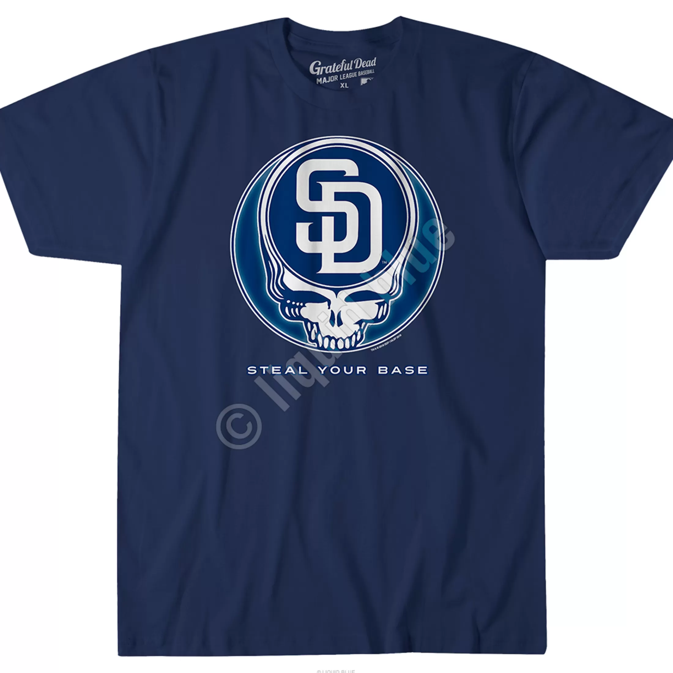 Athletic T-Shirt | San Diego Padres<Liquid Blue San Diego Padres Steal Your Base Navy Athletic T-Shirt