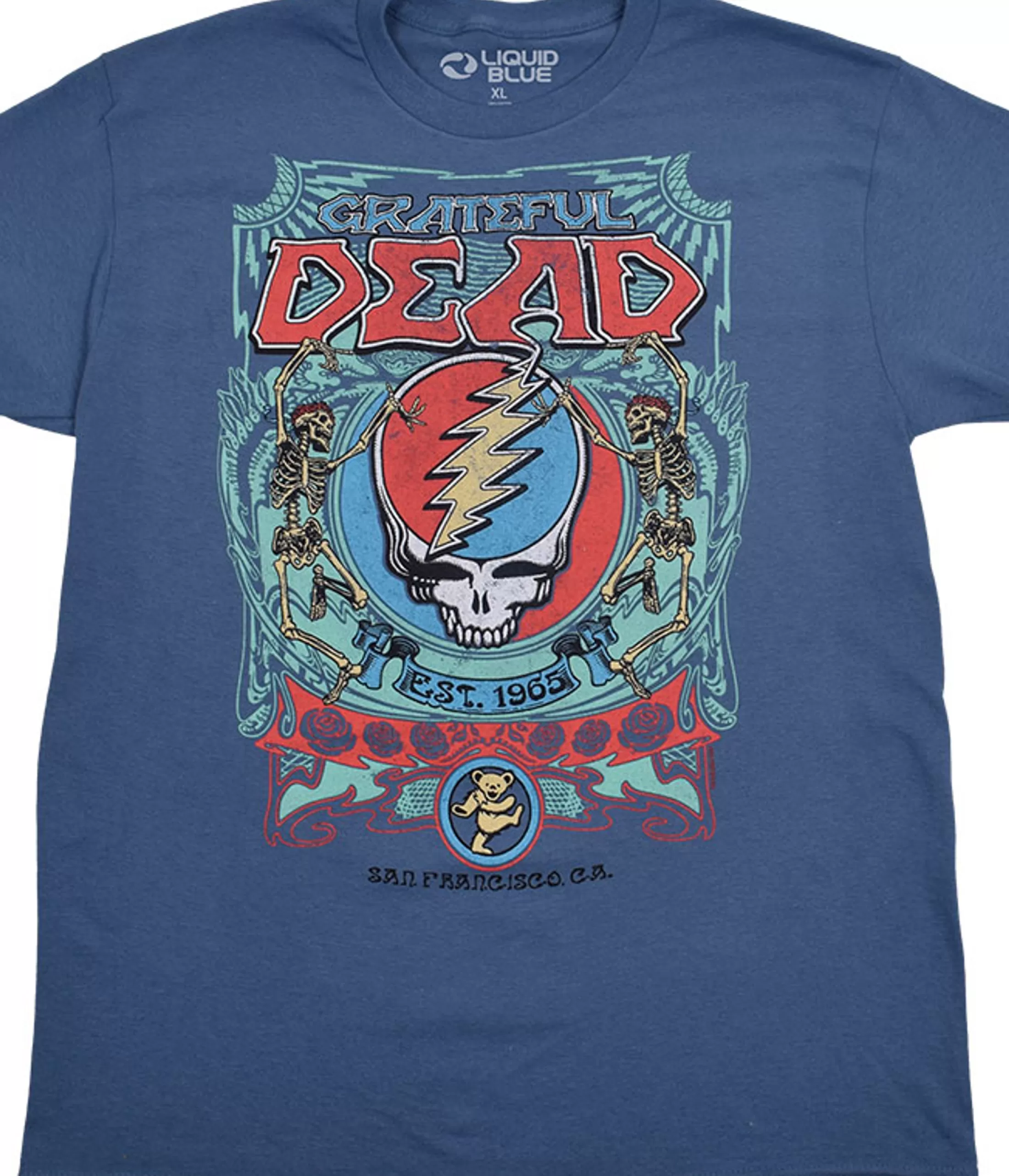 T-Shirt | Grateful Dead<Liquid Blue San Fran Skellys Denim T-Shirt