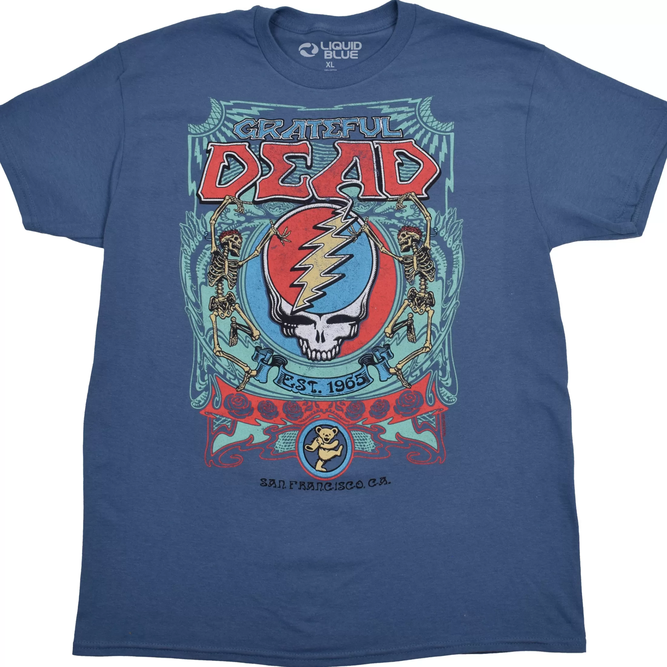 T-Shirt | Grateful Dead<Liquid Blue San Fran Skellys Denim T-Shirt